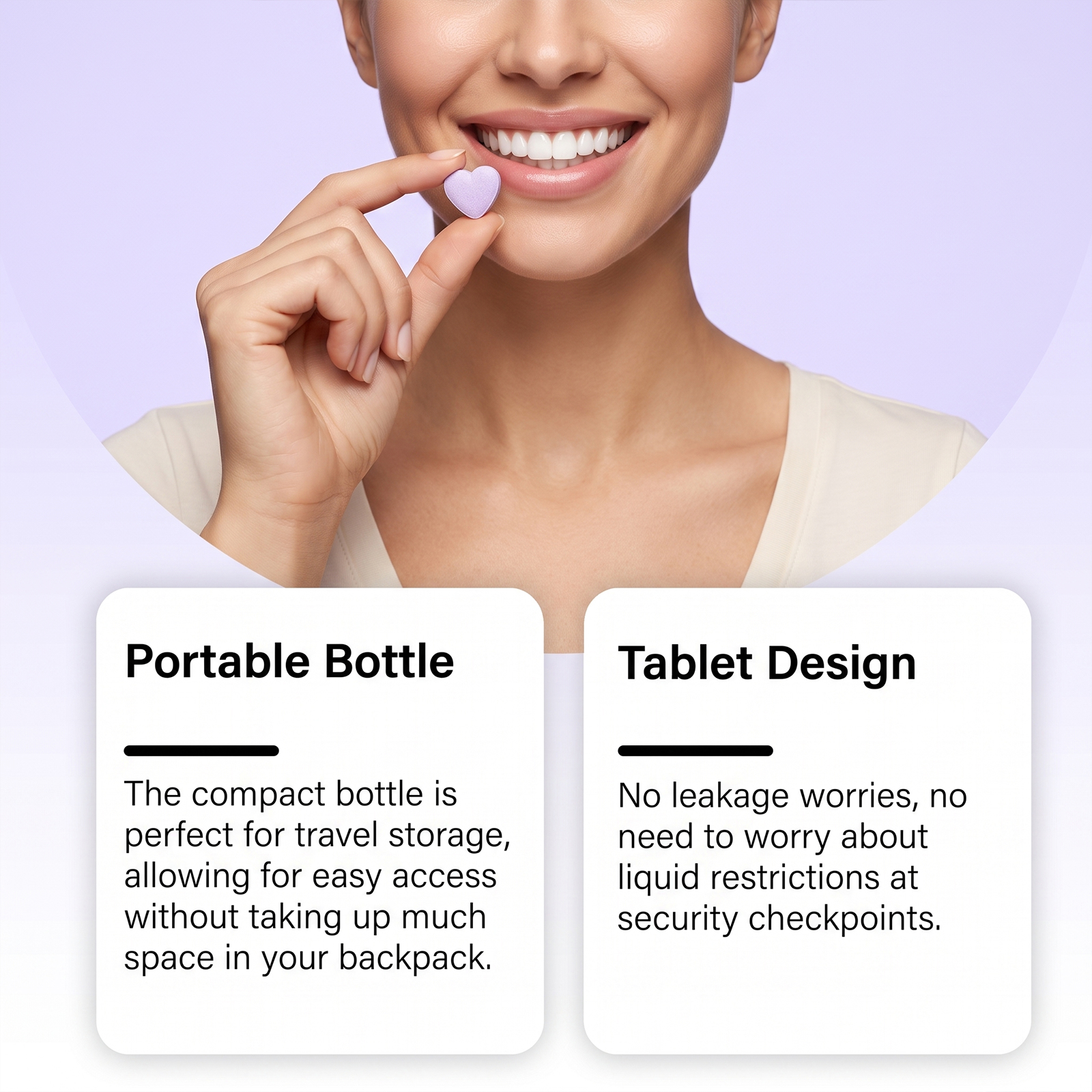 Purple Tooth Tablet Mild Clean Tooth Surface Stains Bright Shiny Fresh Breath Solid