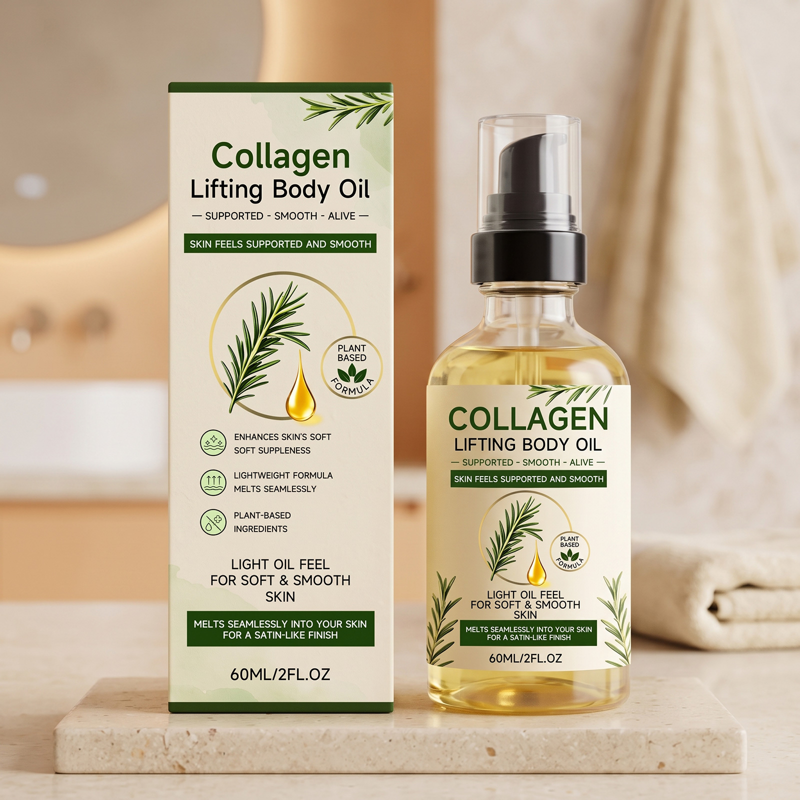 Collagen Body Oil Mild Ingredients Moisturizing Hydrating Light Non Sticky Daily Skin Care Lotion