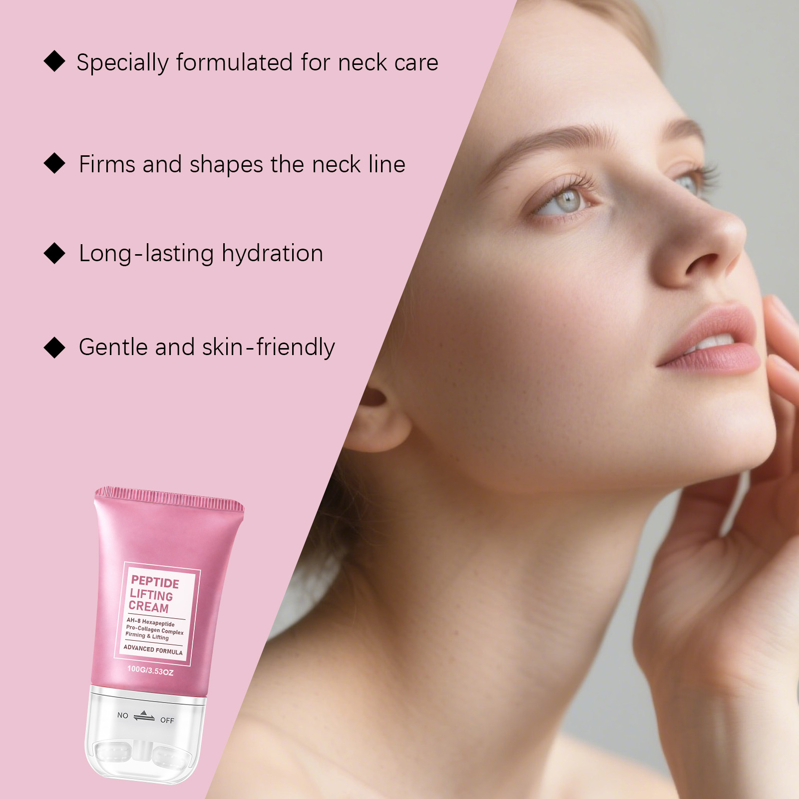 Neck Care Cream Roller Massage Mild Nourish Hydrate Skin Refreshing Texture Quick Absorb On Neck Skin