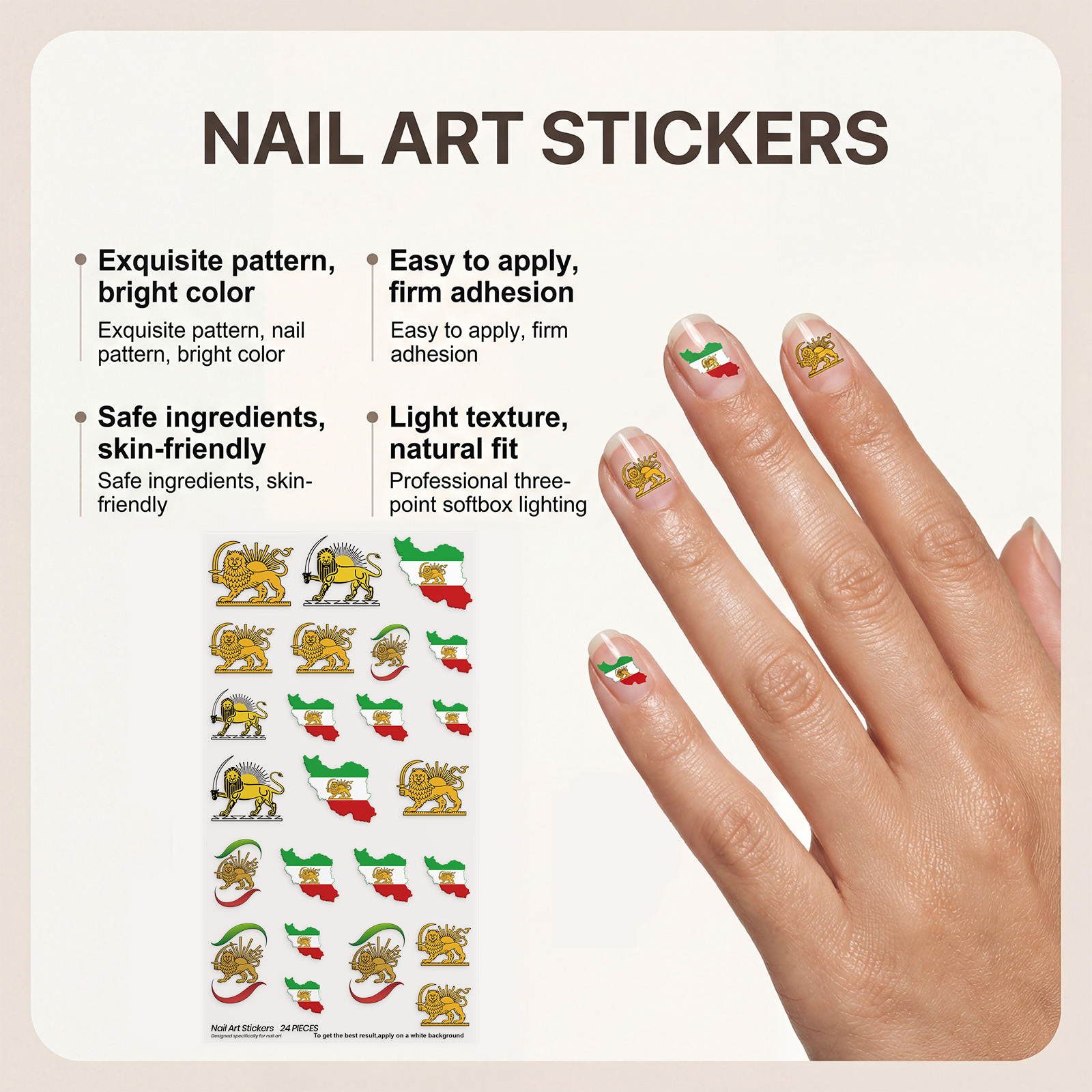 Nail Art Stickers Trendy Theme Water Transfer Easy Apply Shiny Mixed Color Nail Decorative Decals
