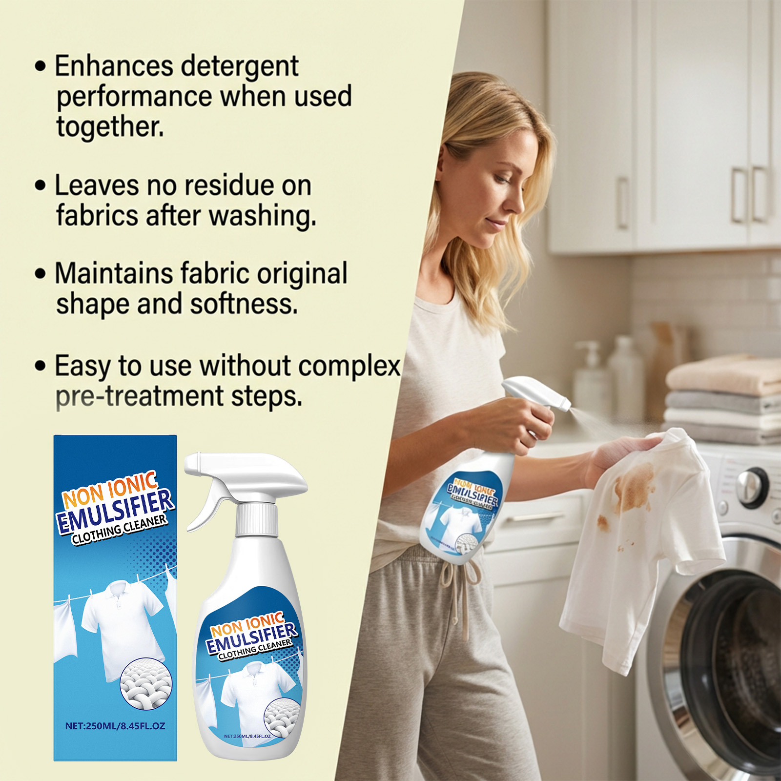 Clothing Emulsifier Mild Decontamination Clean Renew Fabric Care Washing Convenient Daily Household Cleaner