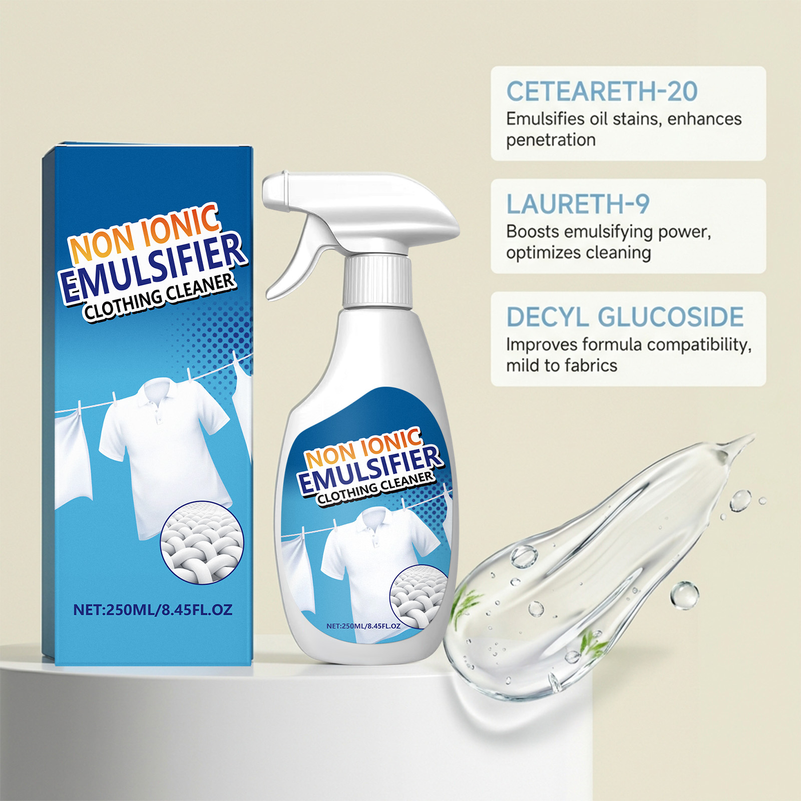 Clothing Emulsifier Mild Decontamination Clean Renew Fabric Care Washing Convenient Daily Household Cleaner