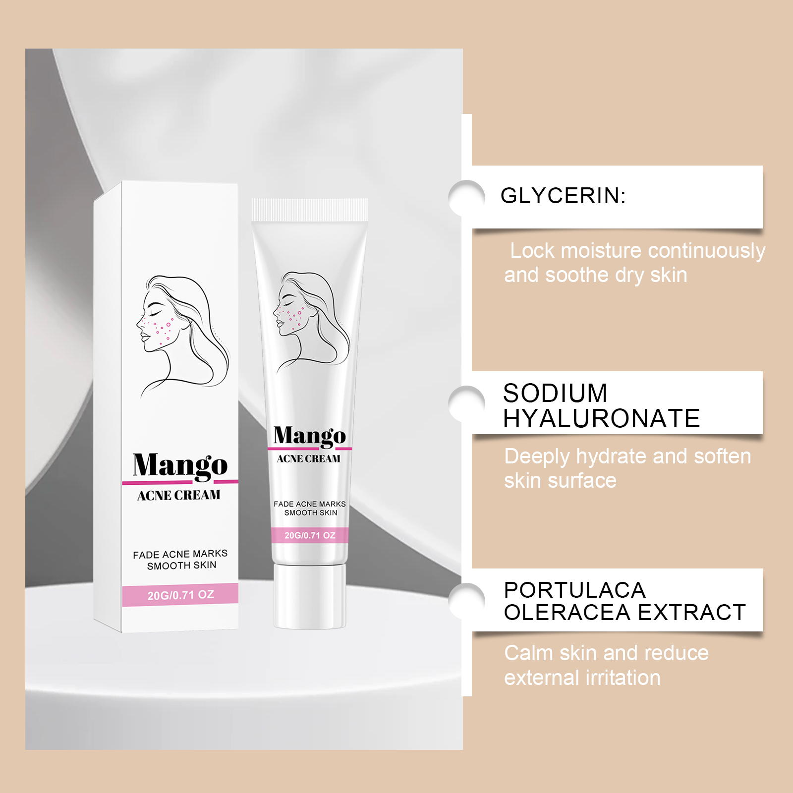 Facial Moisturizing Cream Gentle Care Skin Acne Clean Moisturizing Refreshing Nourishing Skin Friendly Delicate Skincare Lotion