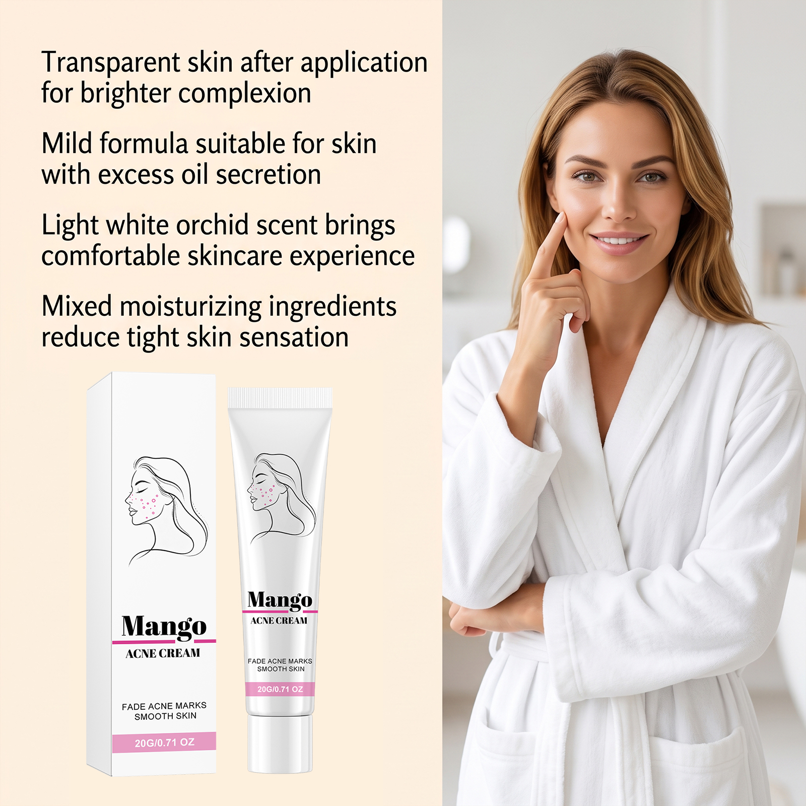 Facial Moisturizing Cream Gentle Care Skin Acne Clean Moisturizing Refreshing Nourishing Skin Friendly Delicate Skincare Lotion