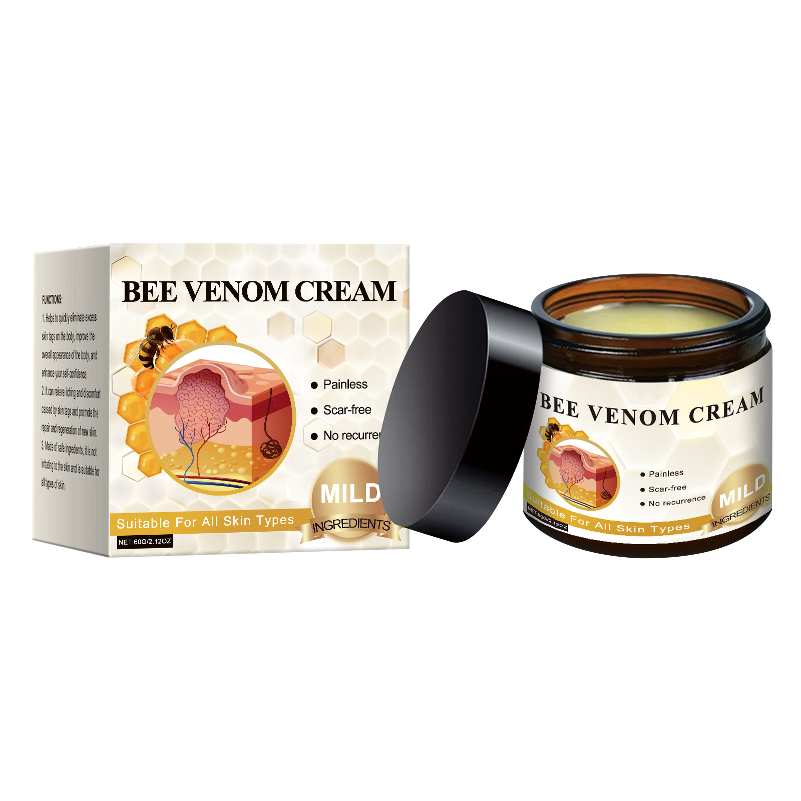 Bee Venum Skin Care Cream Body Skin Moisturizing Soft Smooth Skin Daily Cleansing Care Wart Removing Cream
