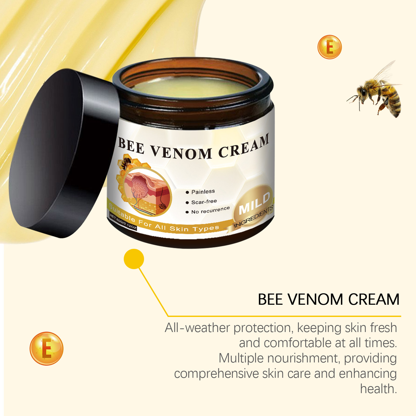 Bee Venum Skin Care Cream Body Skin Moisturizing Soft Smooth Skin Daily Cleansing Care Wart Removing Cream