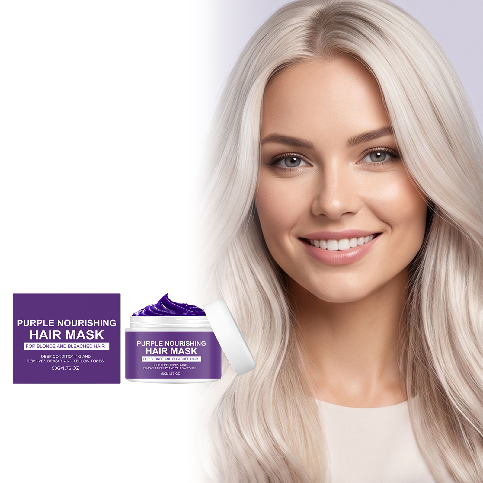 Hair Mask Purple Hair Care Moisturizing Soft Gloss Bleached Light Color Daily Hair Treatment