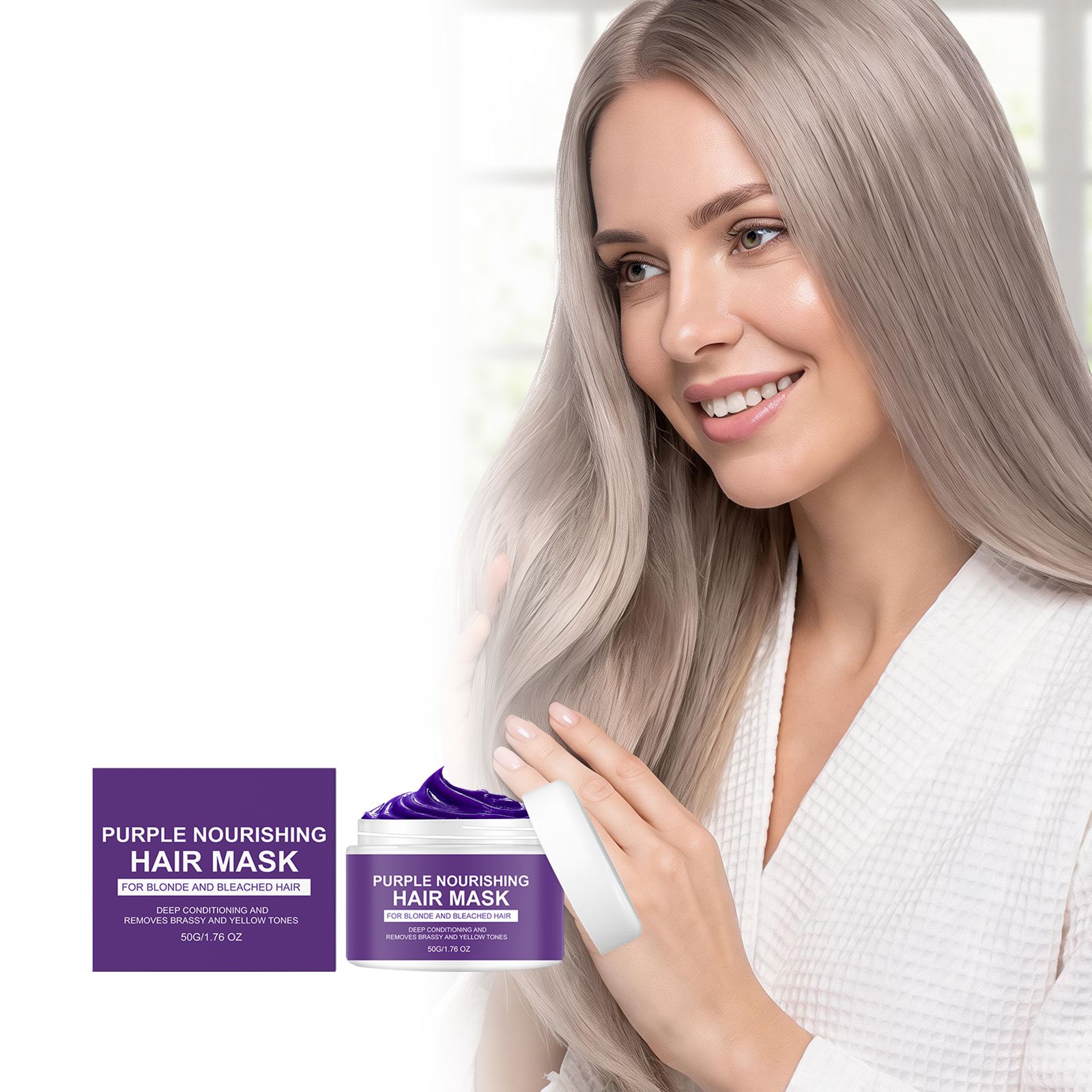 Hair Mask Purple Hair Care Moisturizing Soft Gloss Bleached Light Color Daily Hair Treatment