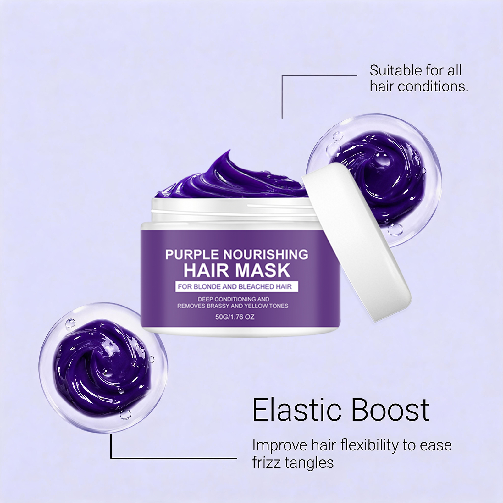 Hair Mask Purple Hair Care Moisturizing Soft Gloss Bleached Light Color Daily Hair Treatment