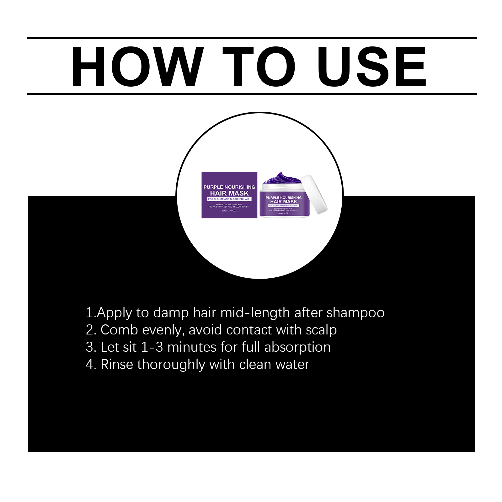 Hair Mask Purple Hair Care Moisturizing Soft Gloss Bleached Light Color Daily Hair Treatment