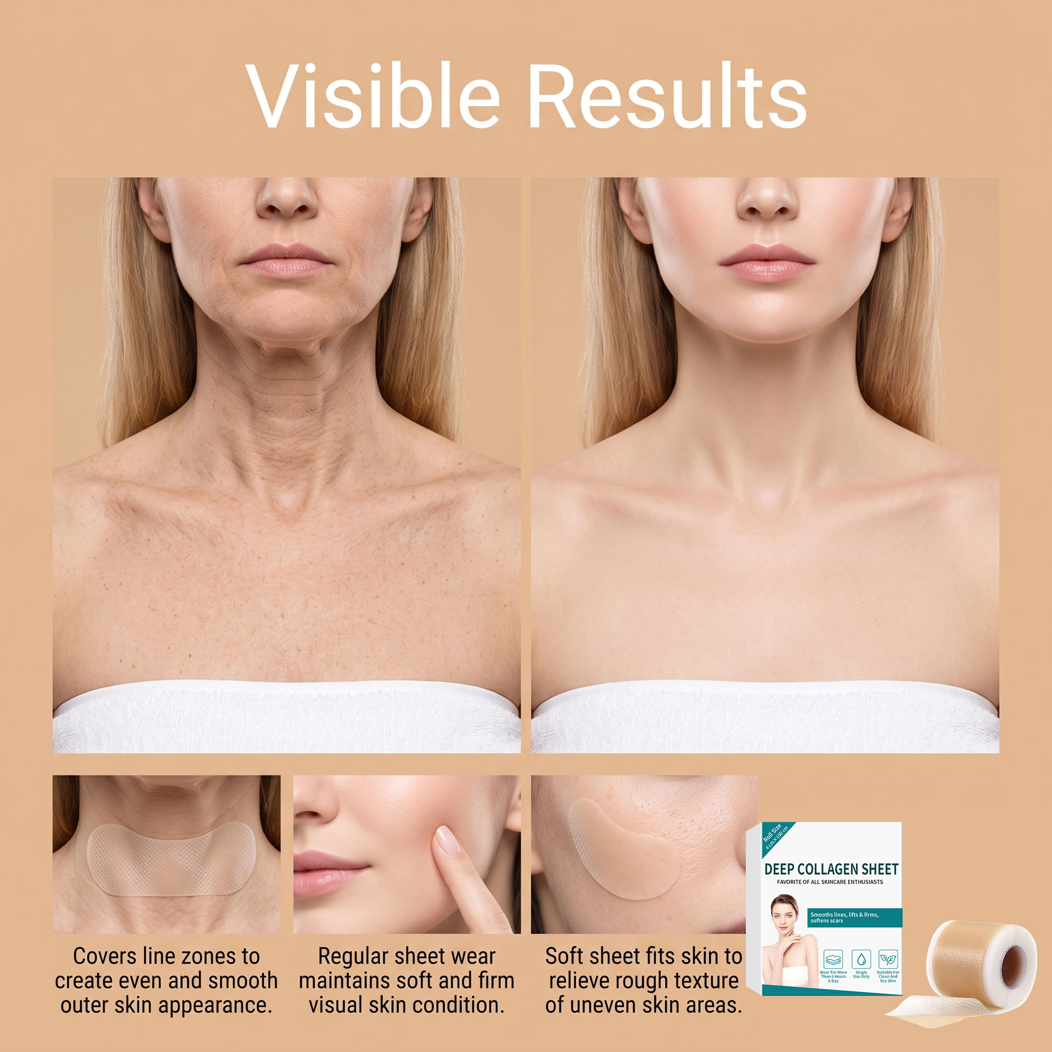Collagen Care Patch Mild Ingredients Soft Fit Body Skin Smooth Comfort Skin Care Patch