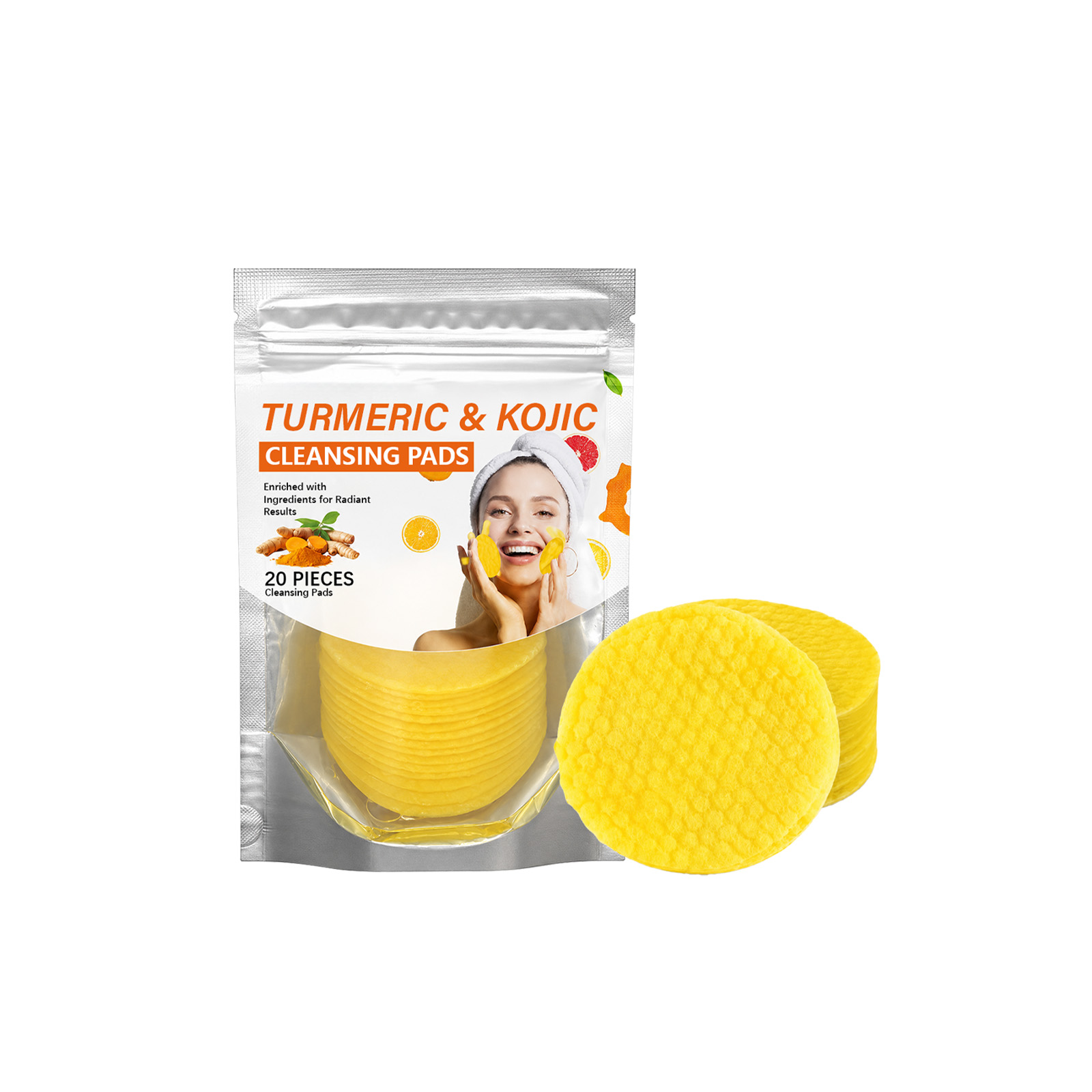 Turmeric Cleansing Pads Soft SkinFriendly DualUse Wiping Soothing Daily Cleansing Brightening Moisturizing Refreshing
