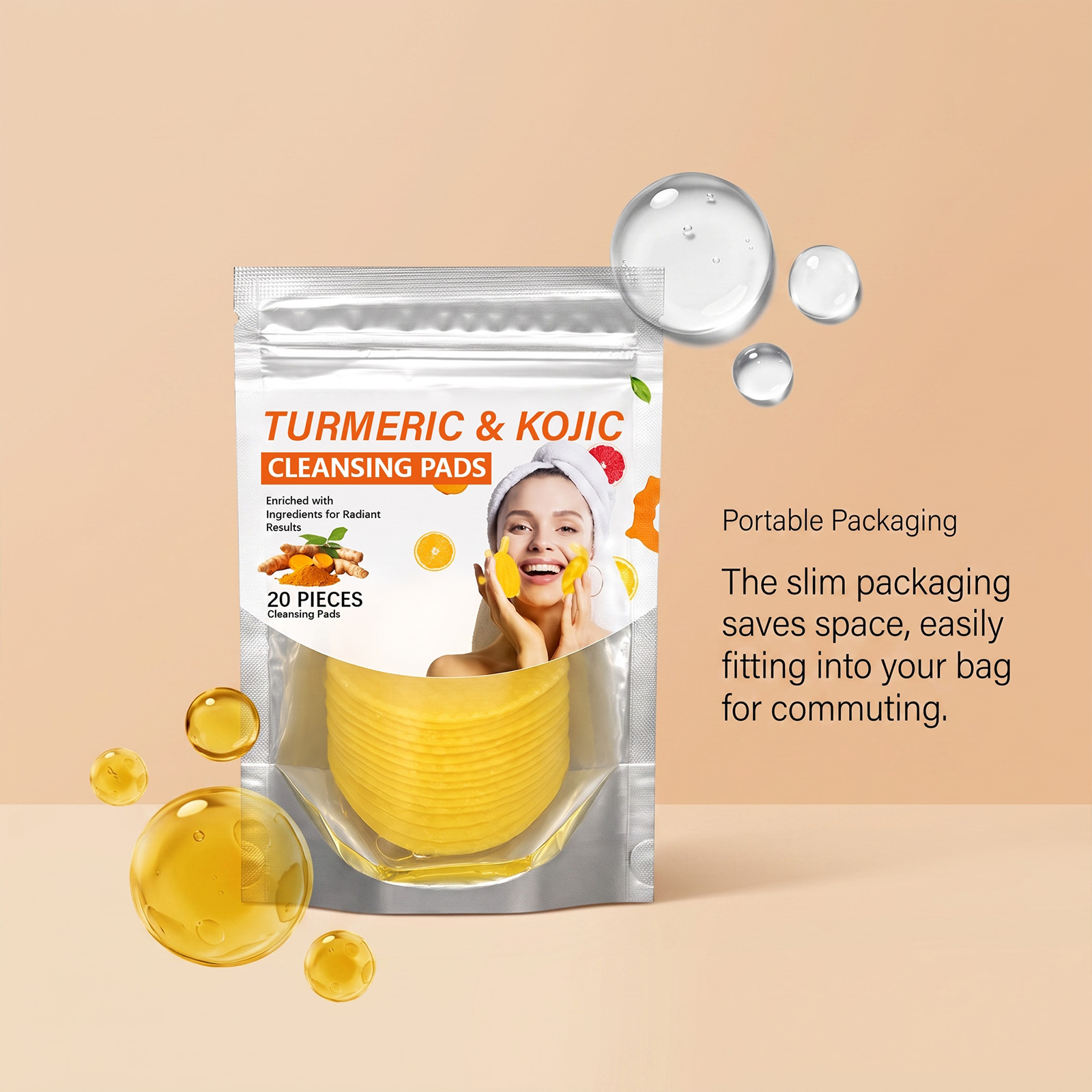 Turmeric Cleansing Pads Soft SkinFriendly DualUse Wiping Soothing Daily Cleansing Brightening Moisturizing Refreshing
