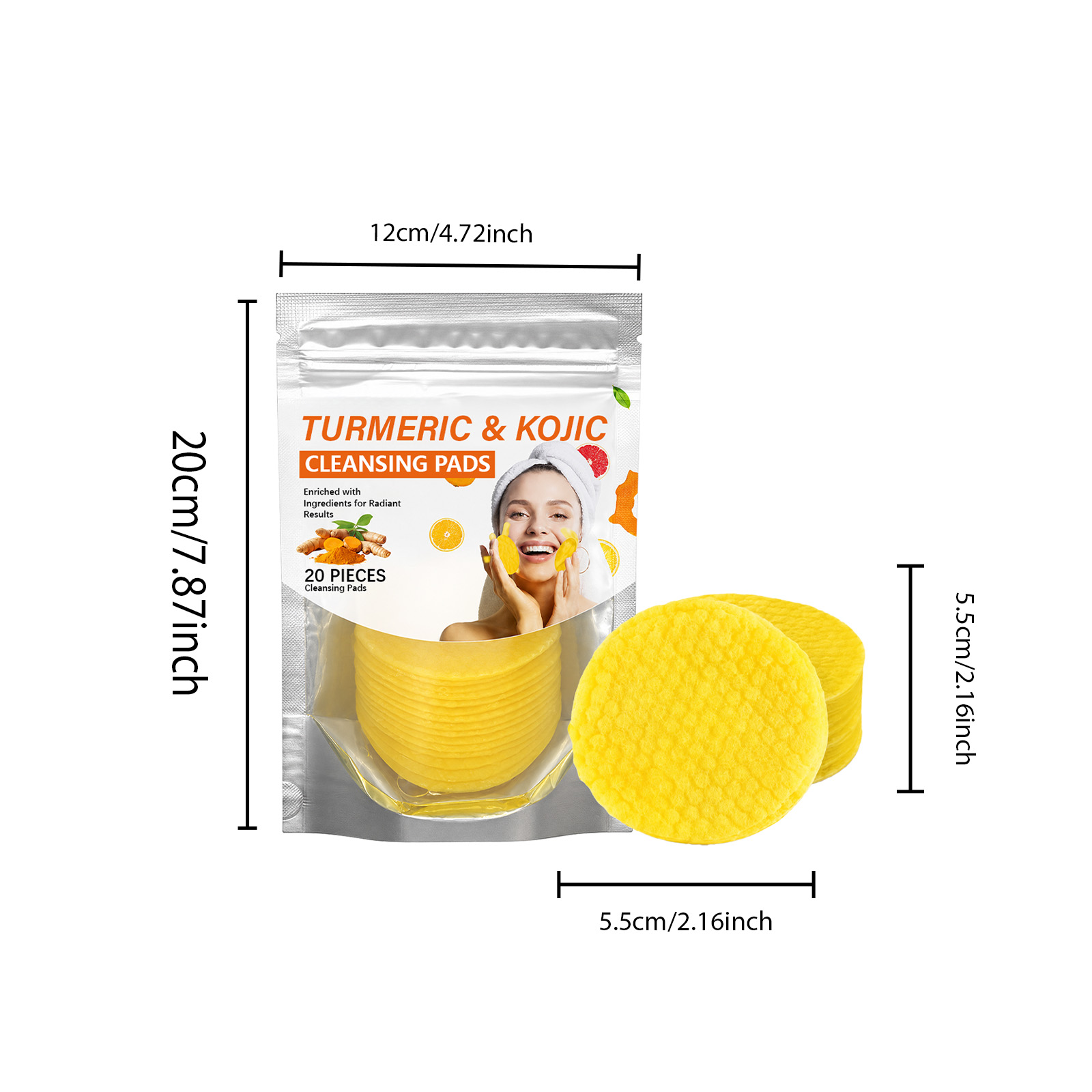 Turmeric Cleansing Pads Soft SkinFriendly DualUse Wiping Soothing Daily Cleansing Brightening Moisturizing Refreshing