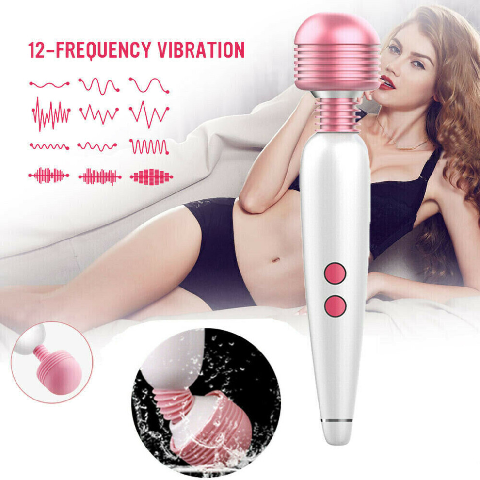12 Speed Magic Vibrating Wand Full Body Massager Waterproof USB Rechargeable UK