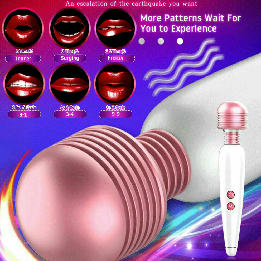 12 Speed Magic Vibrating Wand Full Body Massager Waterproof USB Rechargeable UK