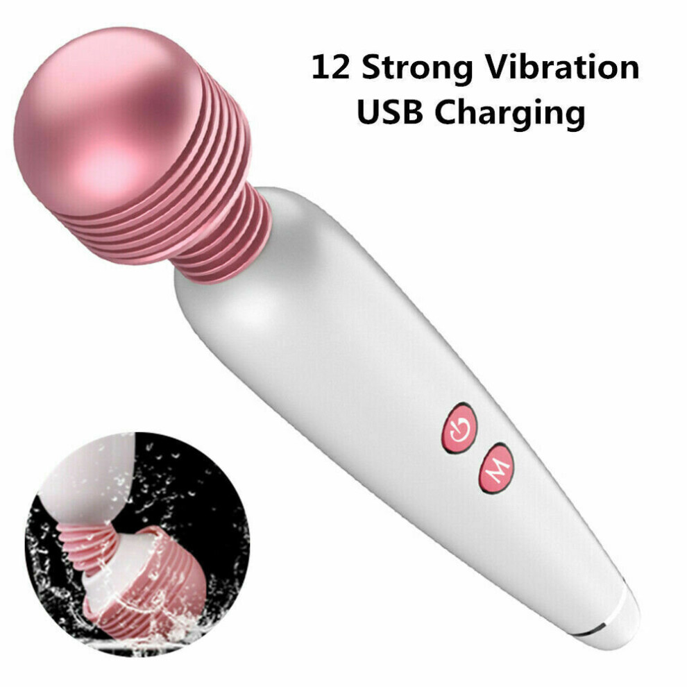 12 Speed Magic Vibrating Wand Full Body Massager Waterproof USB Rechargeable UK