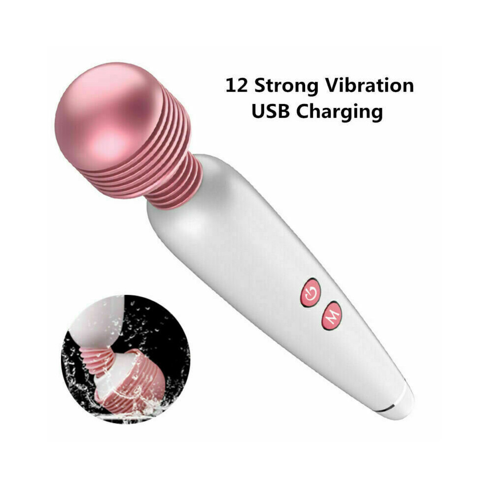 12 Speed Magic Vibrating Wand Full Body Massager Waterproof USB Rechargeable UK