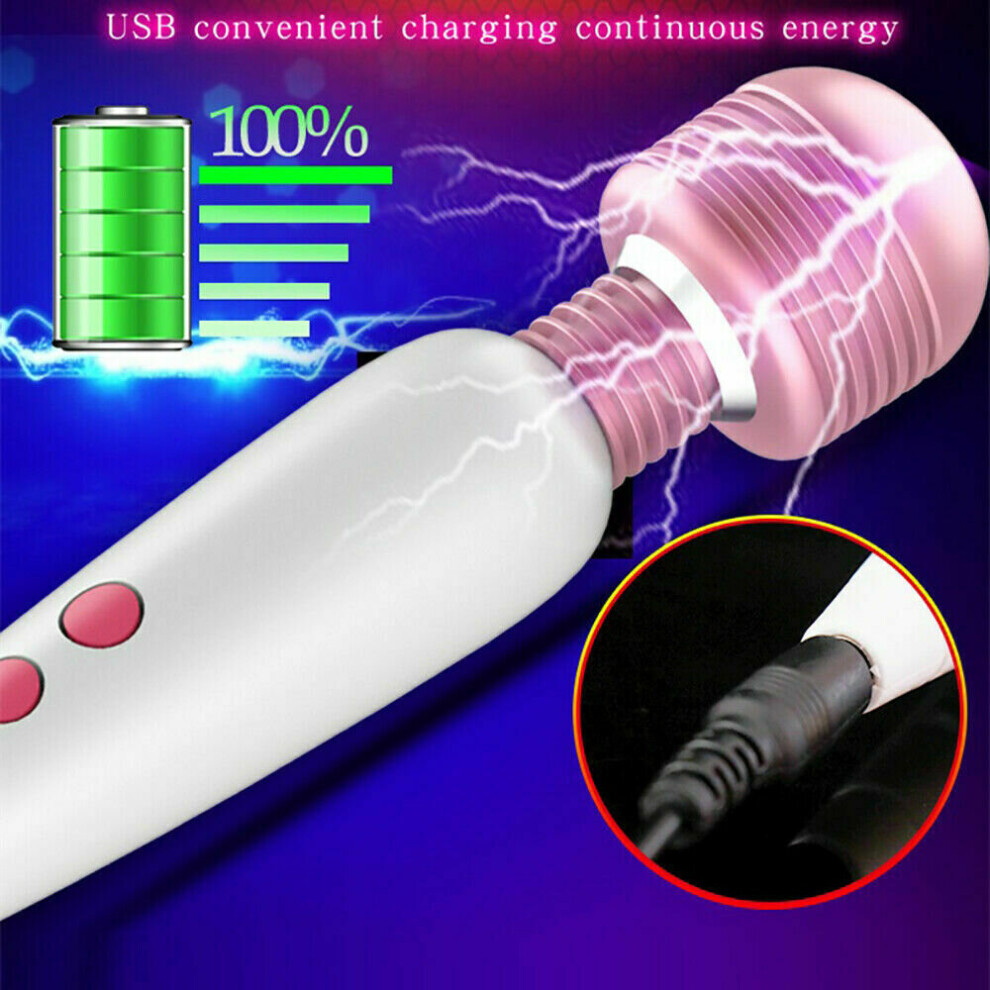 12 Speed Magic Vibrating Wand Full Body Massager Waterproof USB Rechargeable UK