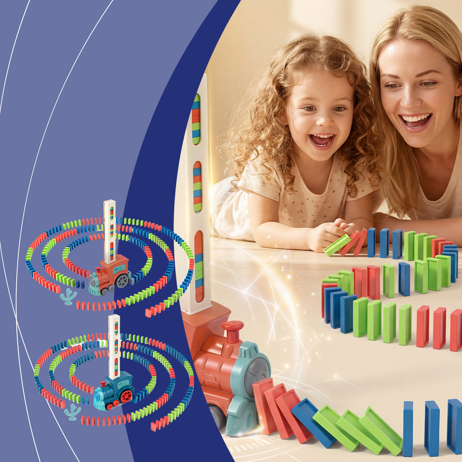 (Pink) Domino Train for kids Automatic Laying Electric Car Colorful Dominoes Set Brick Blocks Kits Games Educational Toys Girl Boy Gift