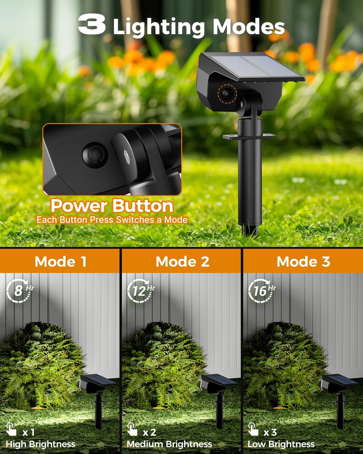 (RGB) 4 Pack Solar Lights Outdoor Garden 72 LED Solar Spot Lights 3 Modes IP65 Waterproof Garden Uplighters Solar Powered Auto ON/Off Spotlight for Yard Driveway 