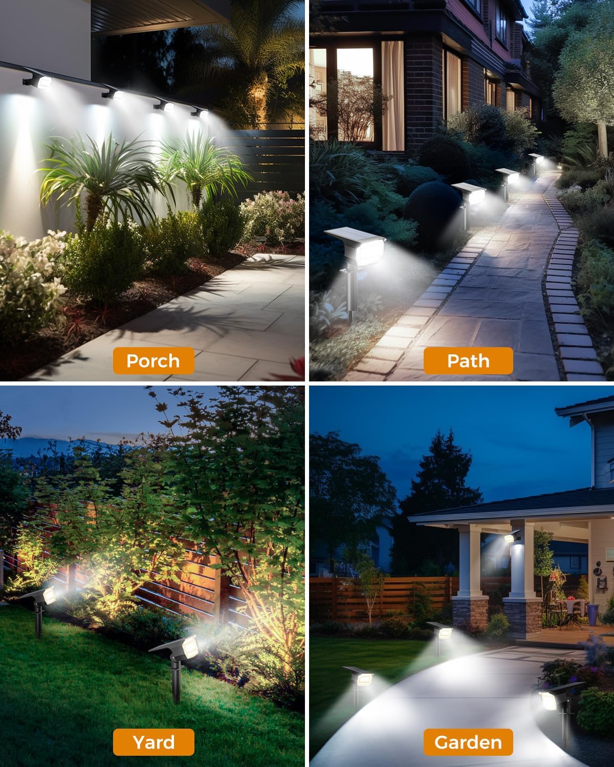 (RGB) 4 Pack Solar Lights Outdoor Garden 72 LED Solar Spot Lights 3 Modes IP65 Waterproof Garden Uplighters Solar Powered Auto ON/Off Spotlight for Yard Driveway 