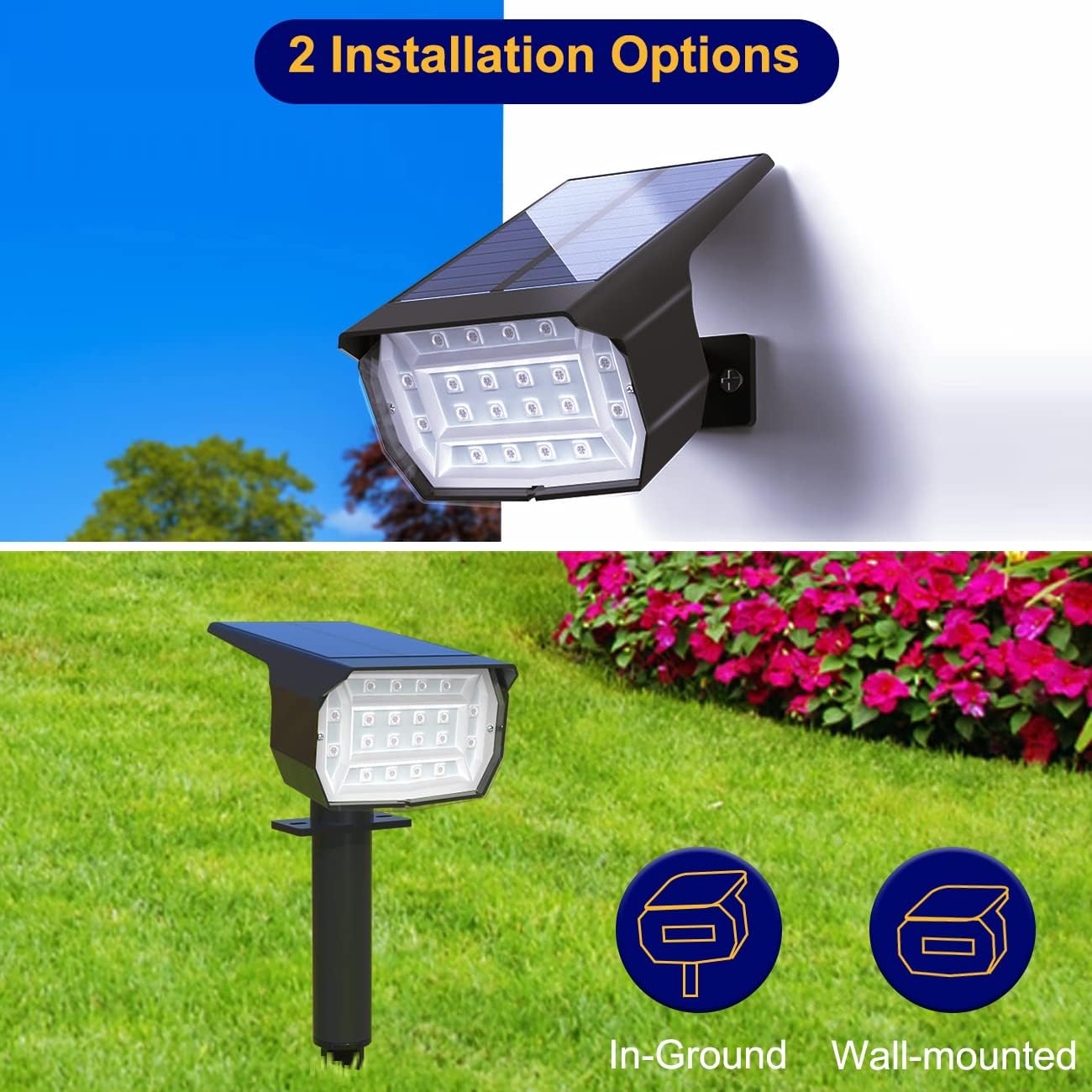 (RGB) 4 Pack Solar Lights Outdoor Garden 72 LED Solar Spot Lights 3 Modes IP65 Waterproof Garden Uplighters Solar Powered Auto ON/Off Spotlight for Yard Driveway 