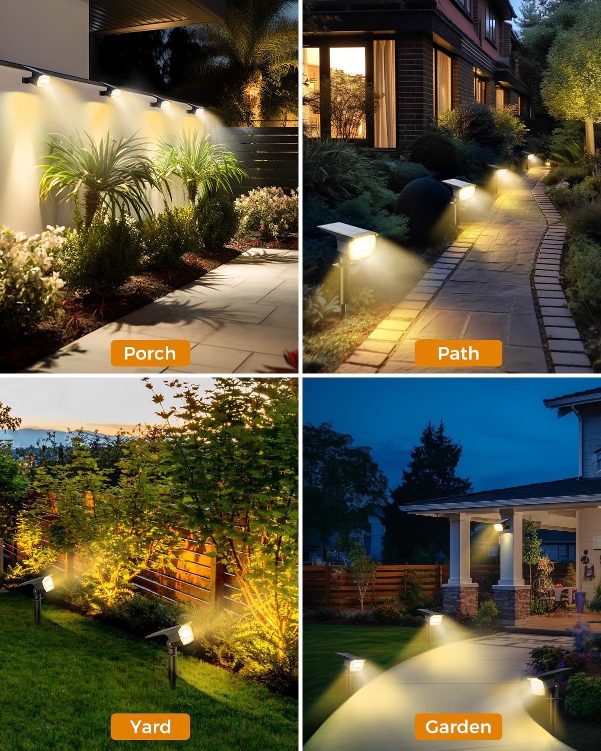 (RGB) 4 Pack Solar Lights Outdoor Garden 72 LED Solar Spot Lights 3 Modes IP65 Waterproof Garden Uplighters Solar Powered Auto ON/Off Spotlight for Yard Driveway 