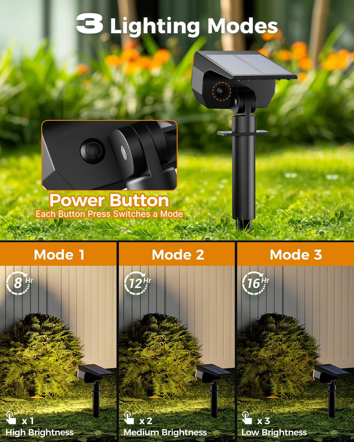 (RGB) 4 Pack Solar Lights Outdoor Garden 72 LED Solar Spot Lights 3 Modes IP65 Waterproof Garden Uplighters Solar Powered Auto ON/Off Spotlight for Yard Driveway 