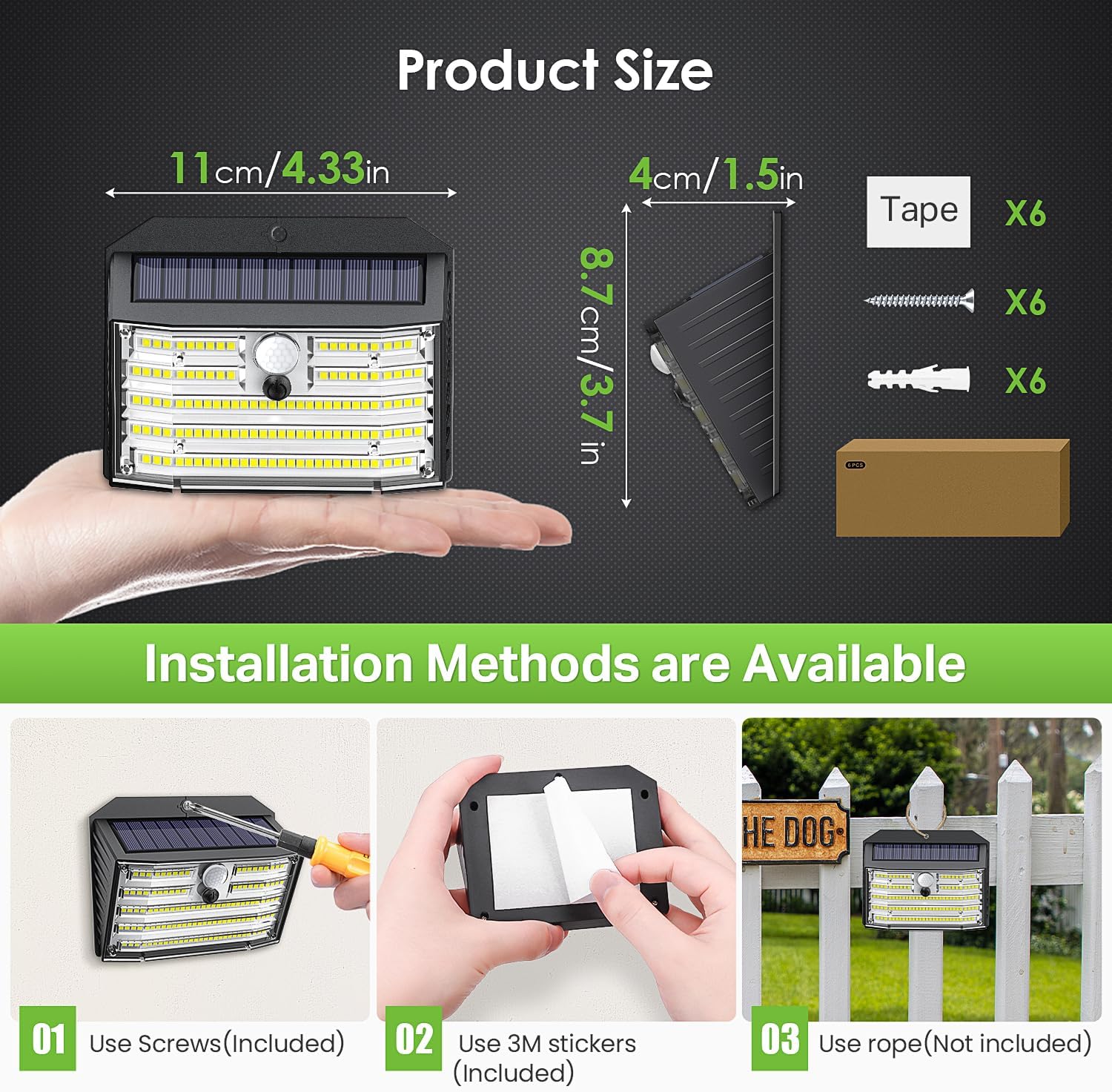 (4 PCS) Solar Lights Outdoor, Super Bright 126LED Solar Security Lights PIR Motion Sensor with 3 Lighting Modes Lighting Angle, Wireless IP65 Waterproof Wall Lights 