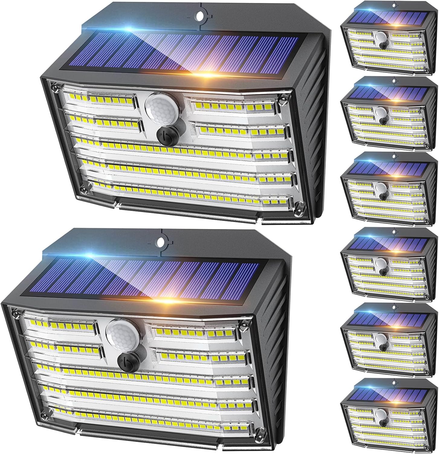 (4 PCS) Solar Lights Outdoor, Super Bright 126LED Solar Security Lights PIR Motion Sensor with 3 Lighting Modes Lighting Angle, Wireless IP65 Waterproof Wall Lights 