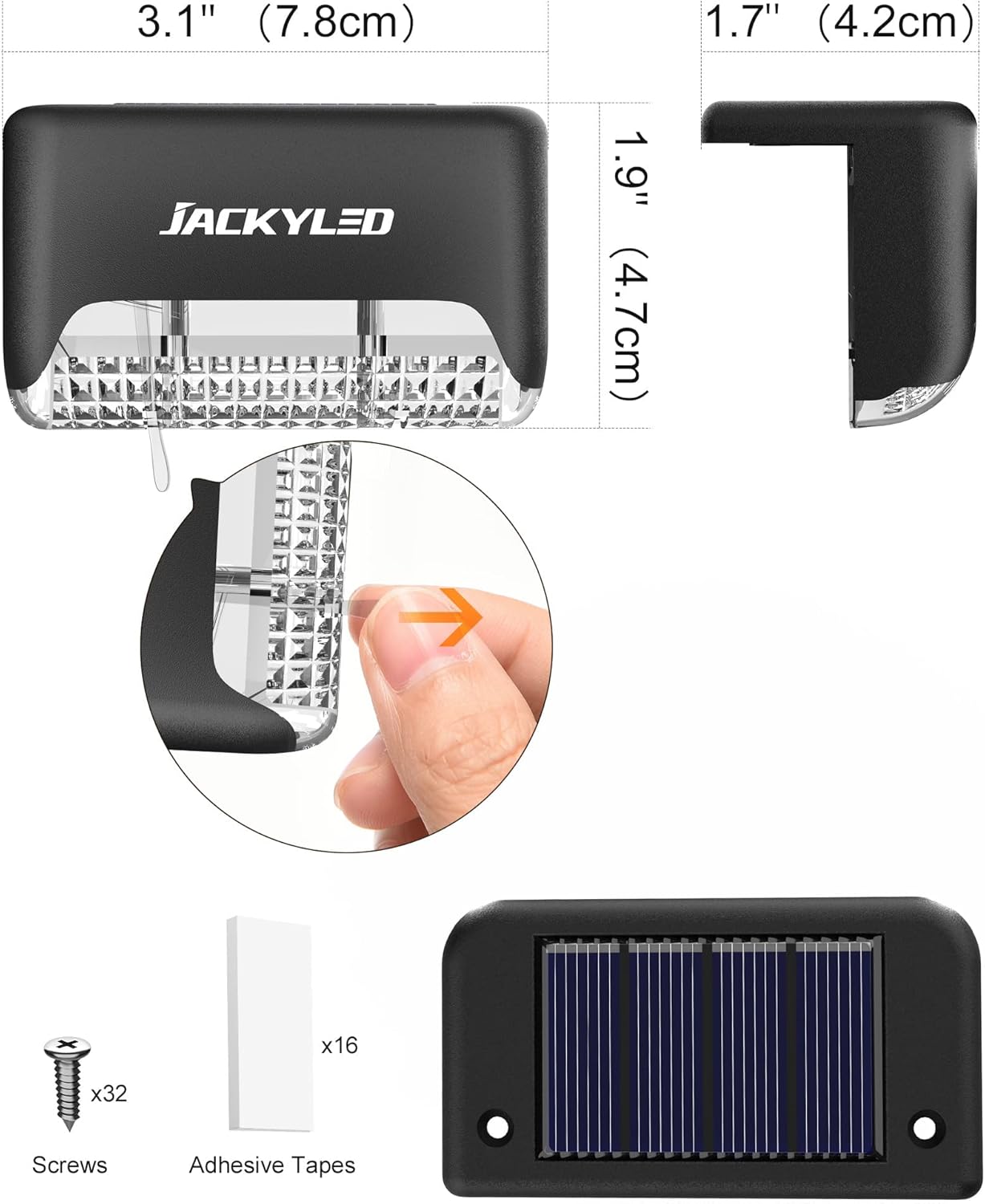 16 Pack Solar Deck Lights Outdoor Solar Fence Light Waterproof LED Solar Powered Decking Light for Garden Deck,Outdoor Stair Fence Railing Yard and Pathway