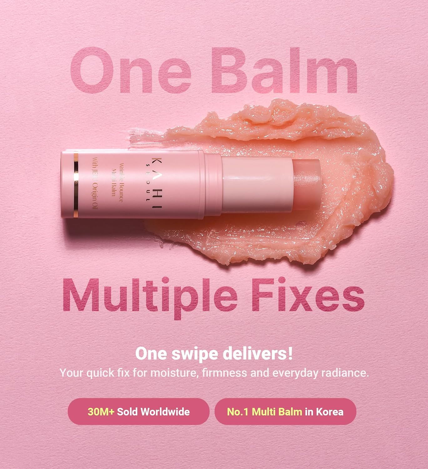 KAHI Wrinkle Bounce Balm Stick 9g PDRN Salmon DNA Anti-Wrinkle Face Moisturiser for Face Eyes Neck and Lips Korean Multi-Use Skin Care for All Skin Types New