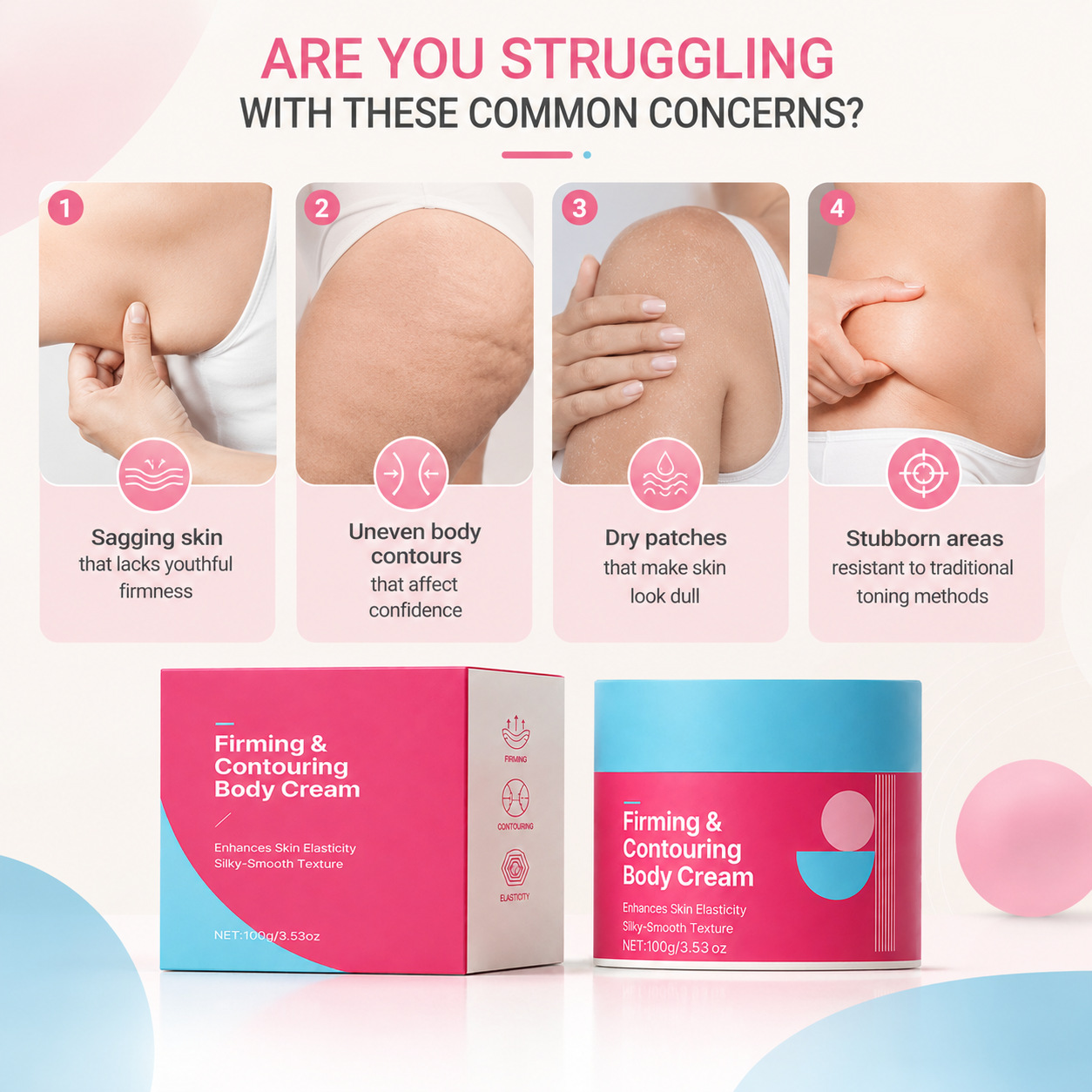Firming And Shaping Body Cream For Skin Tightening Smoothing And Contouring Daily Moisturizing Lotion 100g