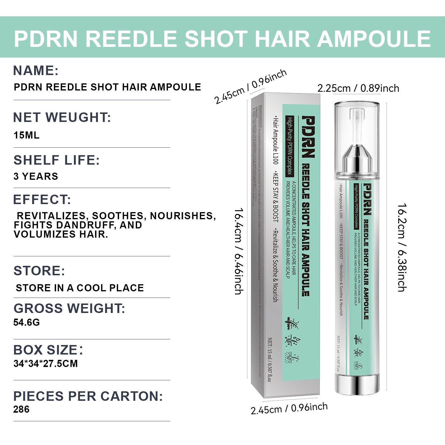 PDRN Hair Ampoule Hair Loss Prevention Strengthening Treatment for Daily Hair Care Clear