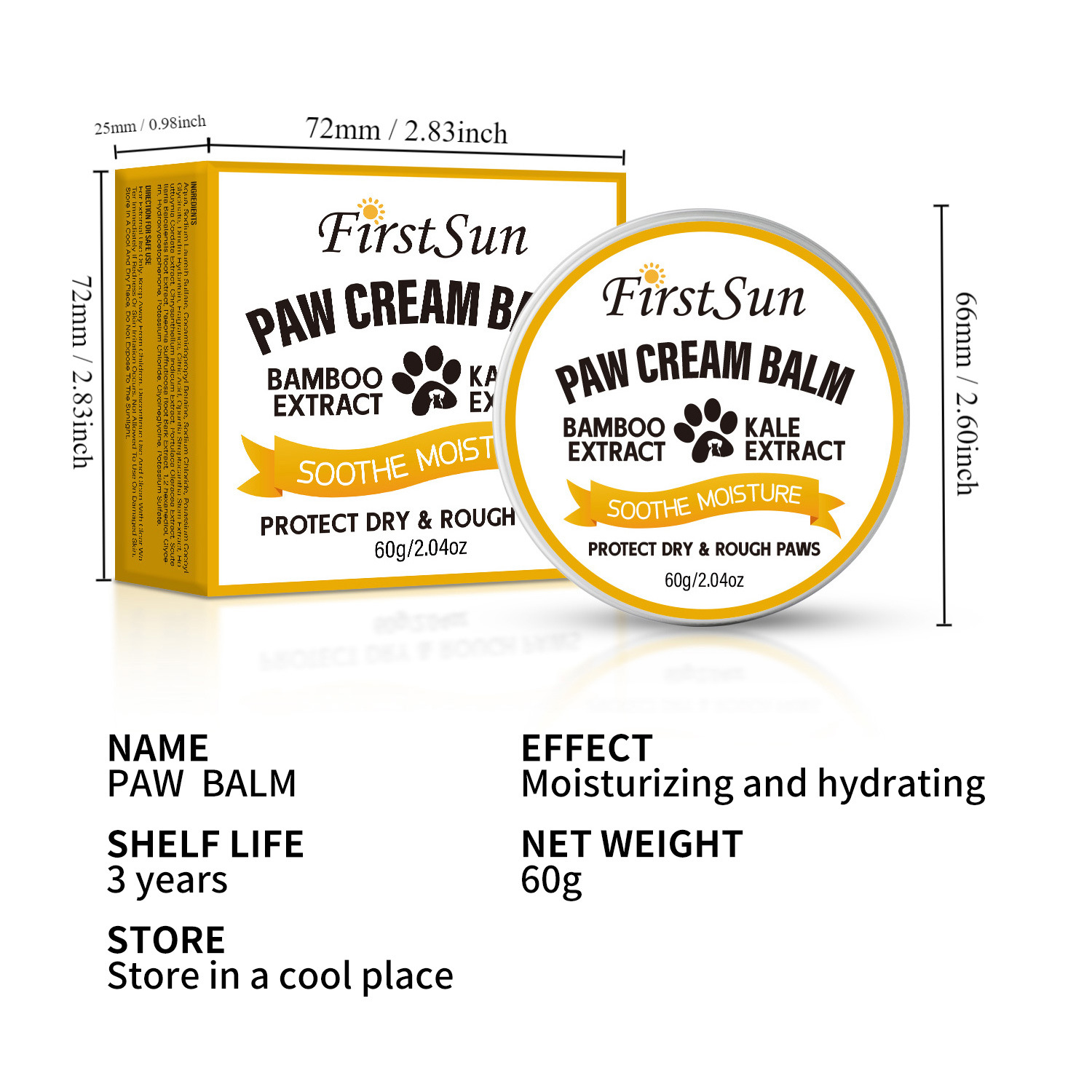 Paw Cream Balm Moisturizing Nourishing Protective For Dry Cracked Pet Paws Daily Grooming And Outdoor Protection 60g