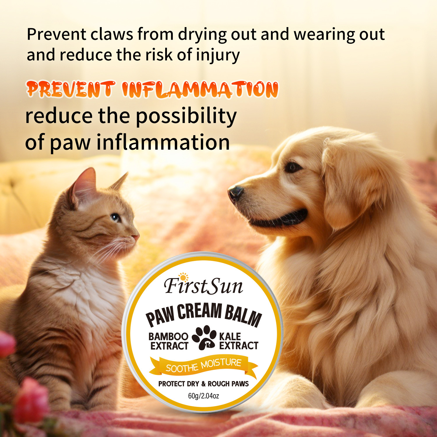 Paw Cream Balm Moisturizing Nourishing Protective For Dry Cracked Pet Paws Daily Grooming And Outdoor Protection 60g