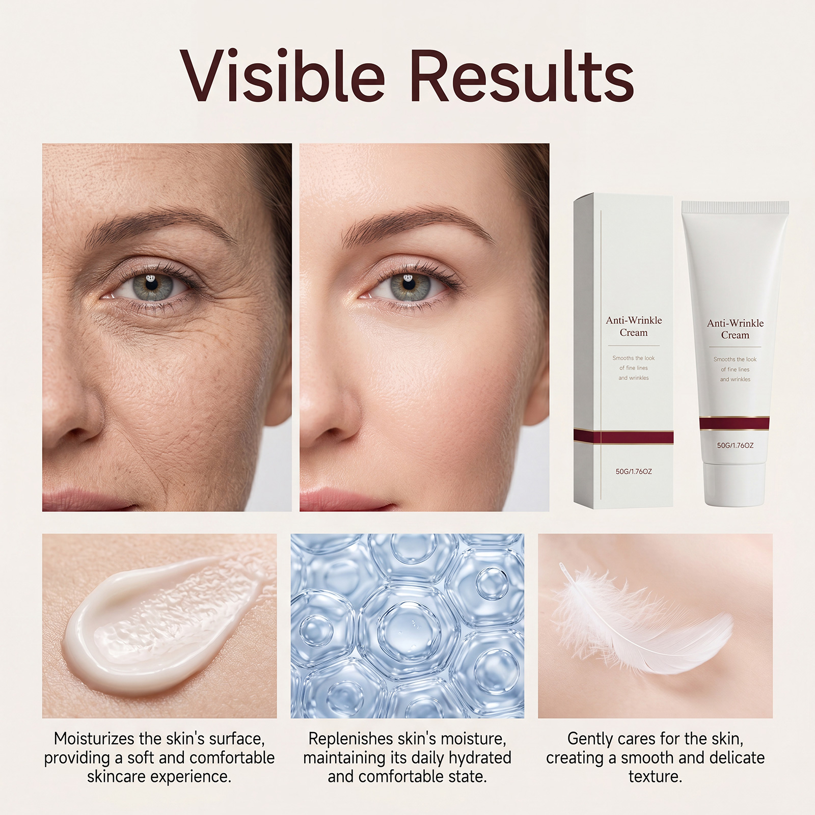 Facial Cream Boosts Skin Elasticity Softens Complexion Smooth Texture Fast Absorption Light Non Sticky Finish
