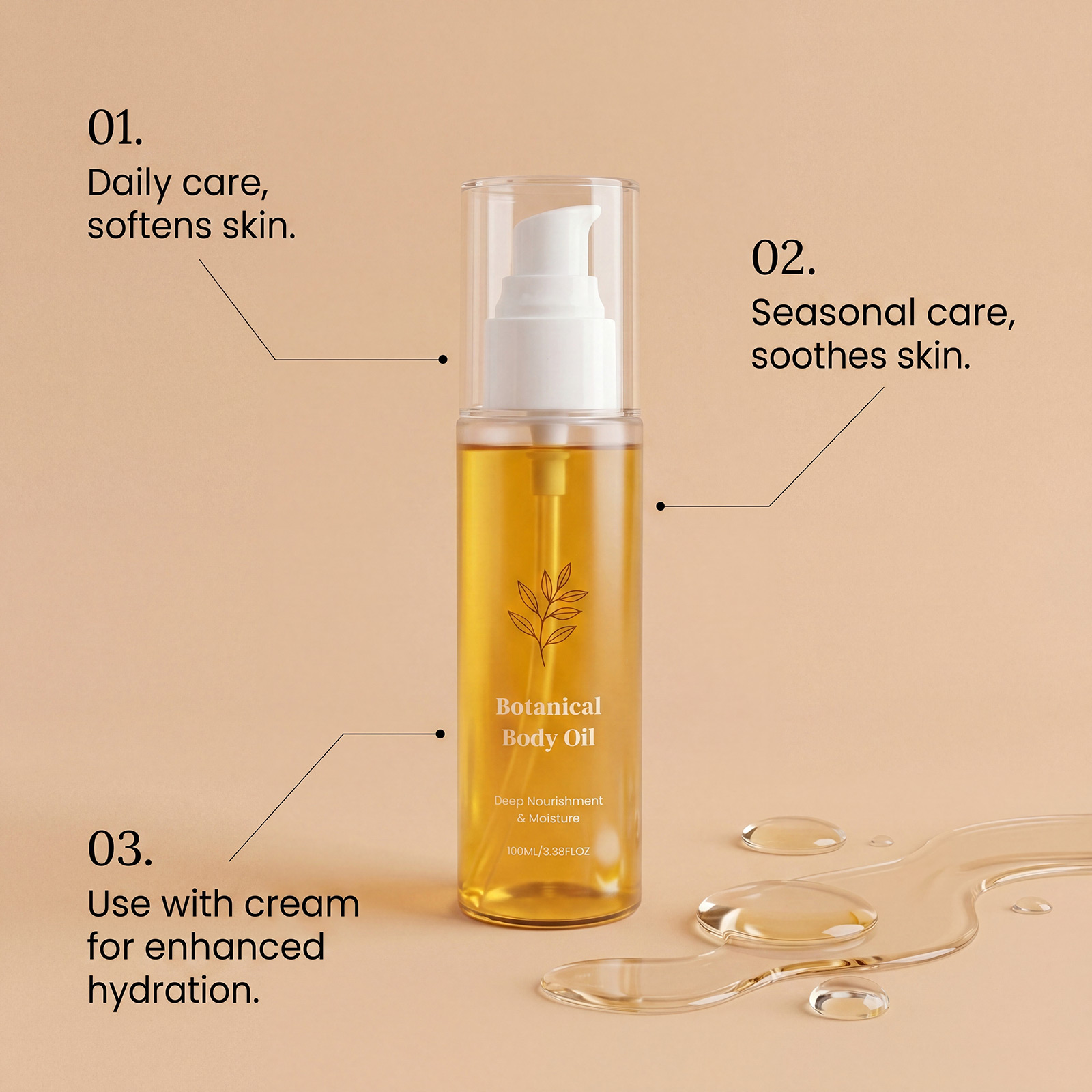 Moisturizing Body Oil Soft Hydrating Even Texture Silky Skin Light Smooth Gentle For Body Skin