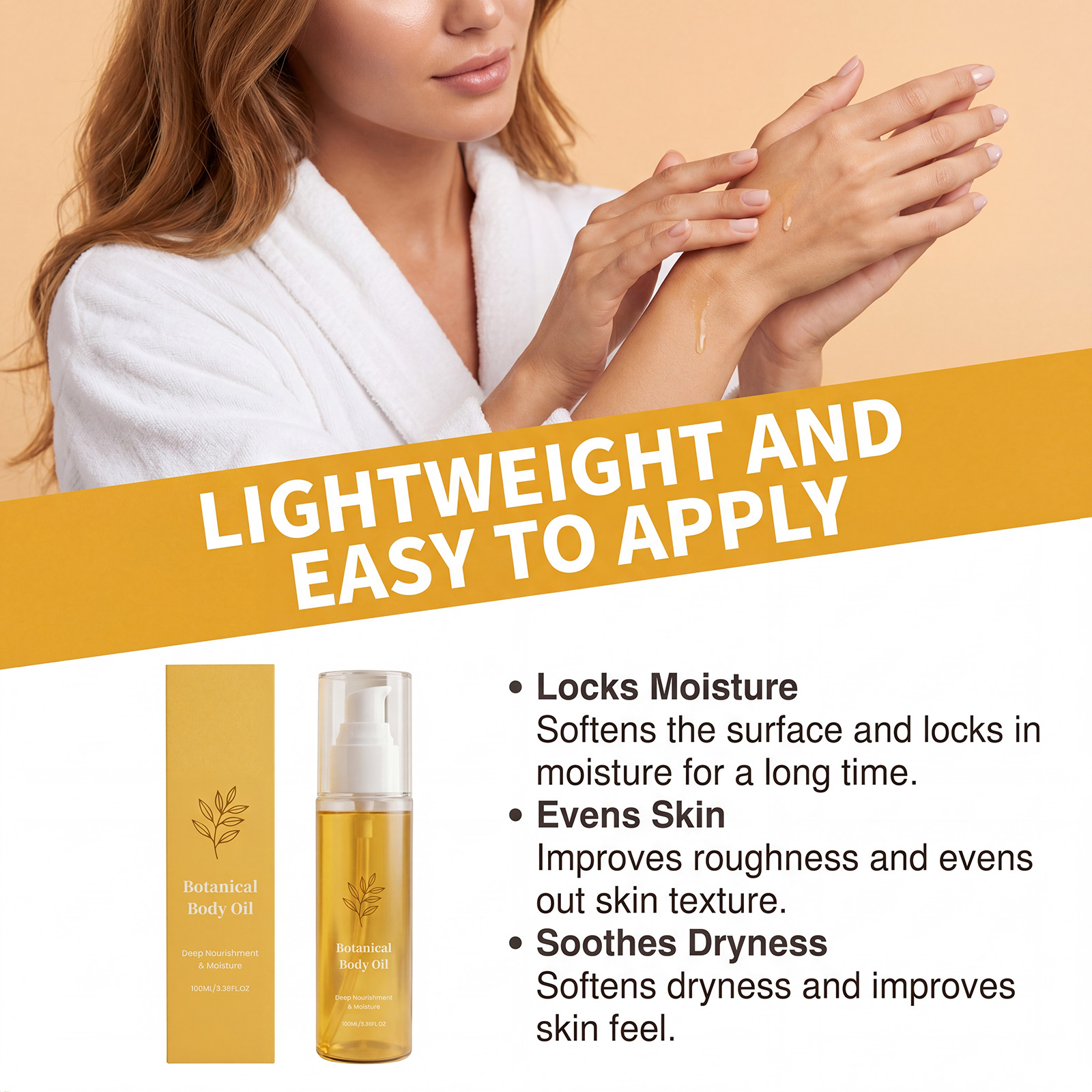 Moisturizing Body Oil Soft Hydrating Even Texture Silky Skin Light Smooth Gentle For Body Skin