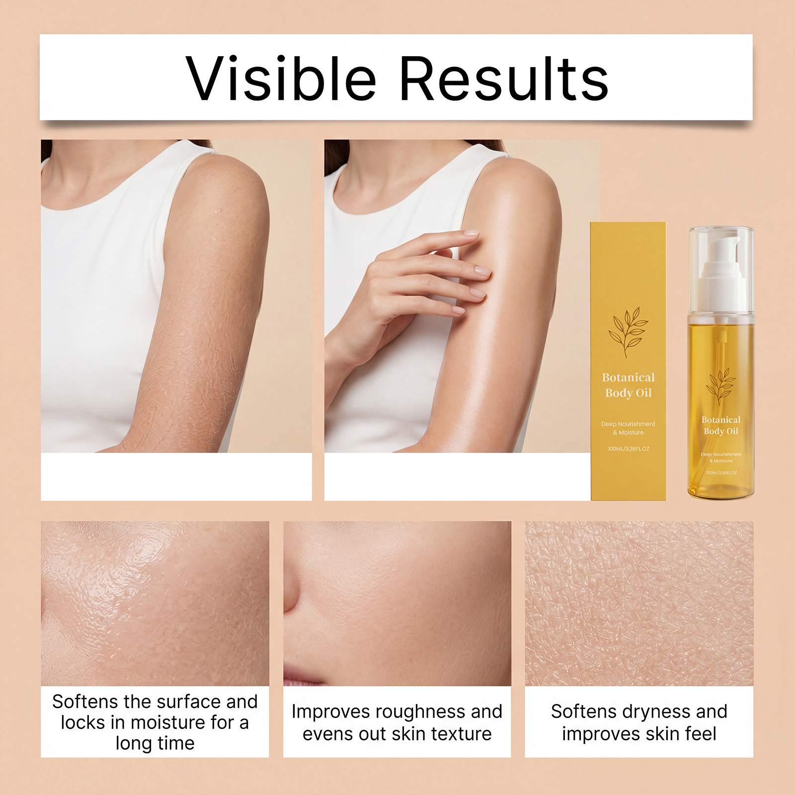 Moisturizing Body Oil Soft Hydrating Even Texture Silky Skin Light Smooth Gentle For Body Skin