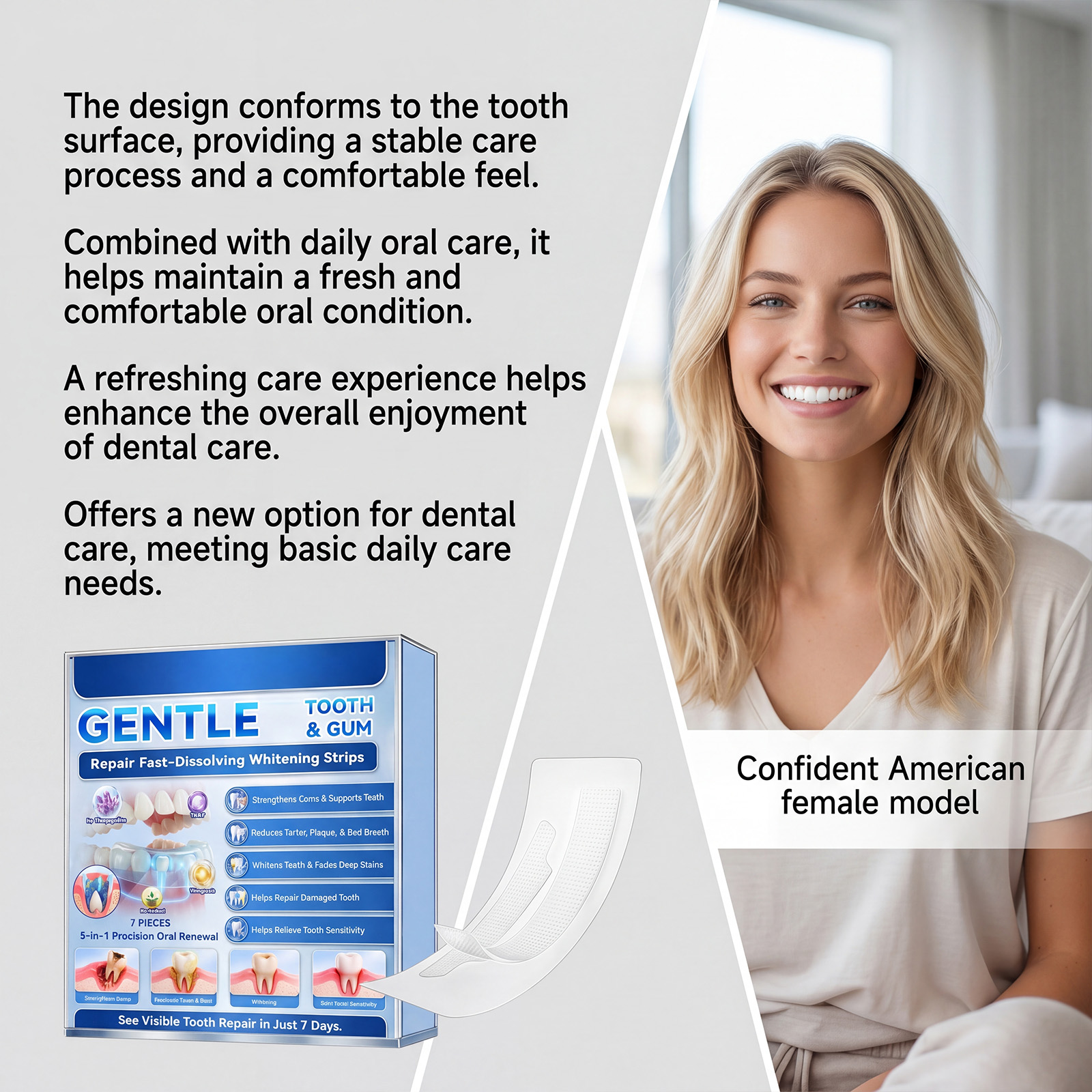 Teeth Stain Removal Strips Mild Ingredients Care Teeth Bright Gloss Oral Fresh Convenient Daily