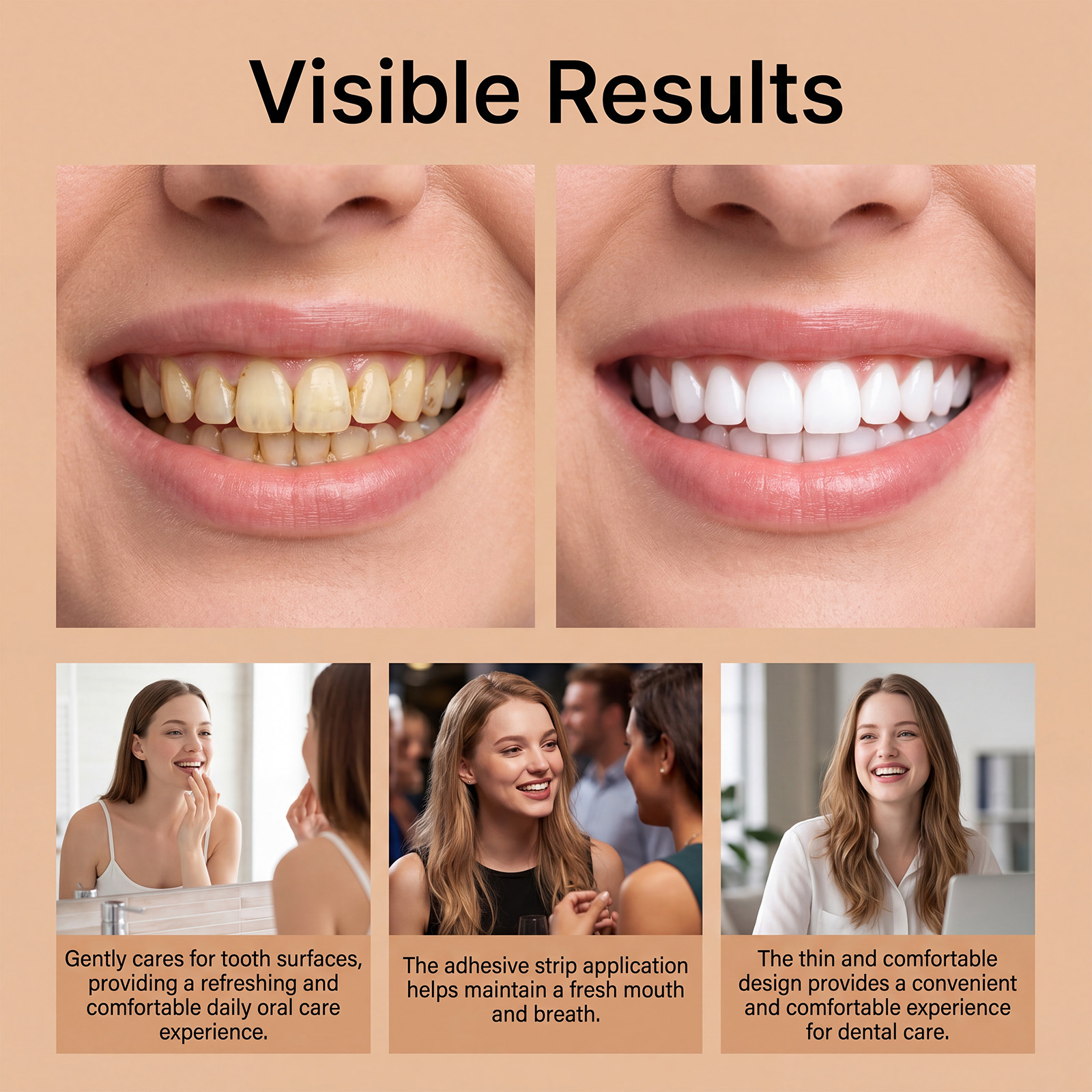 Teeth Stain Removal Strips Mild Ingredients Care Teeth Bright Gloss Oral Fresh Convenient Daily