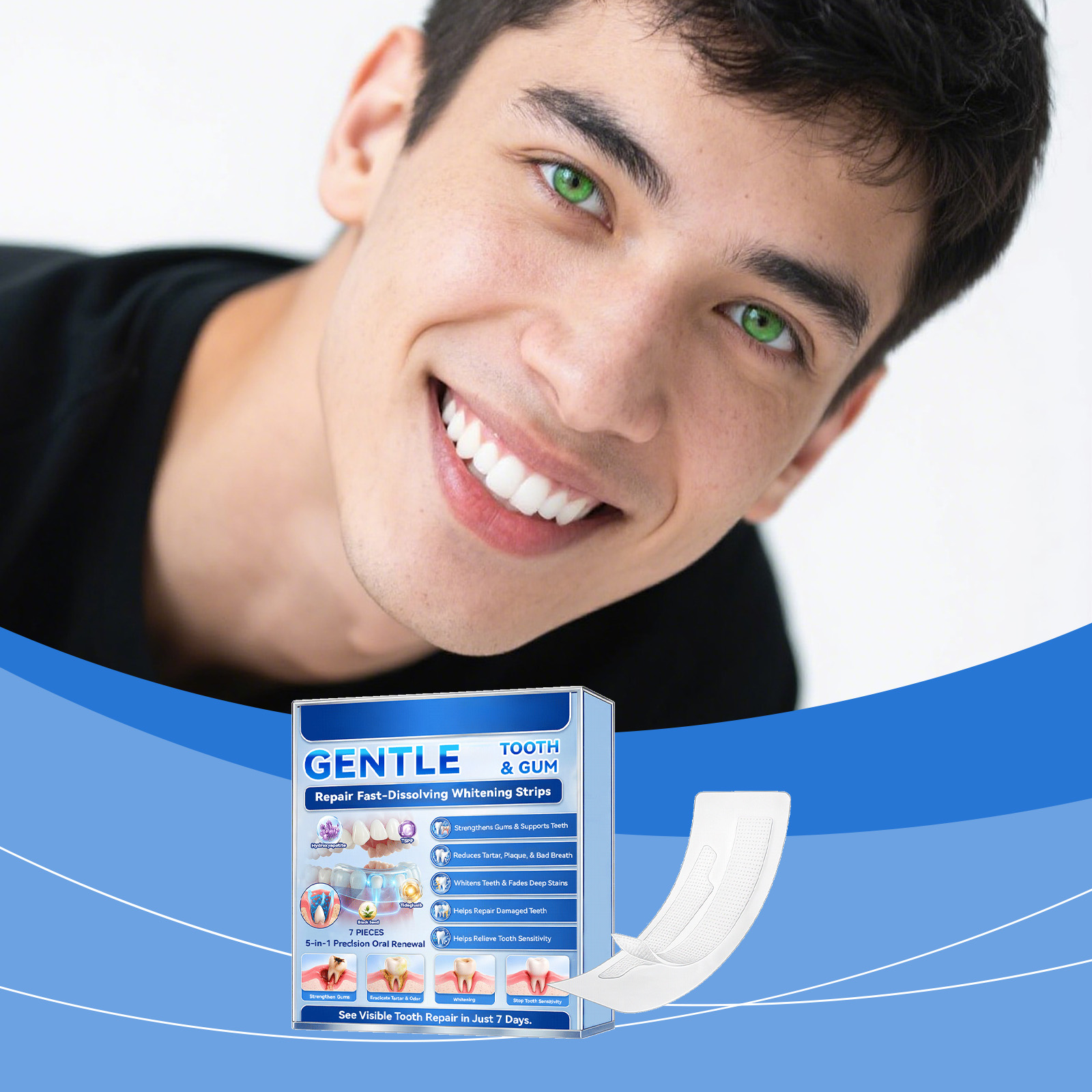 Teeth Stain Removal Strips Mild Ingredients Care Teeth Bright Gloss Oral Fresh Convenient Daily