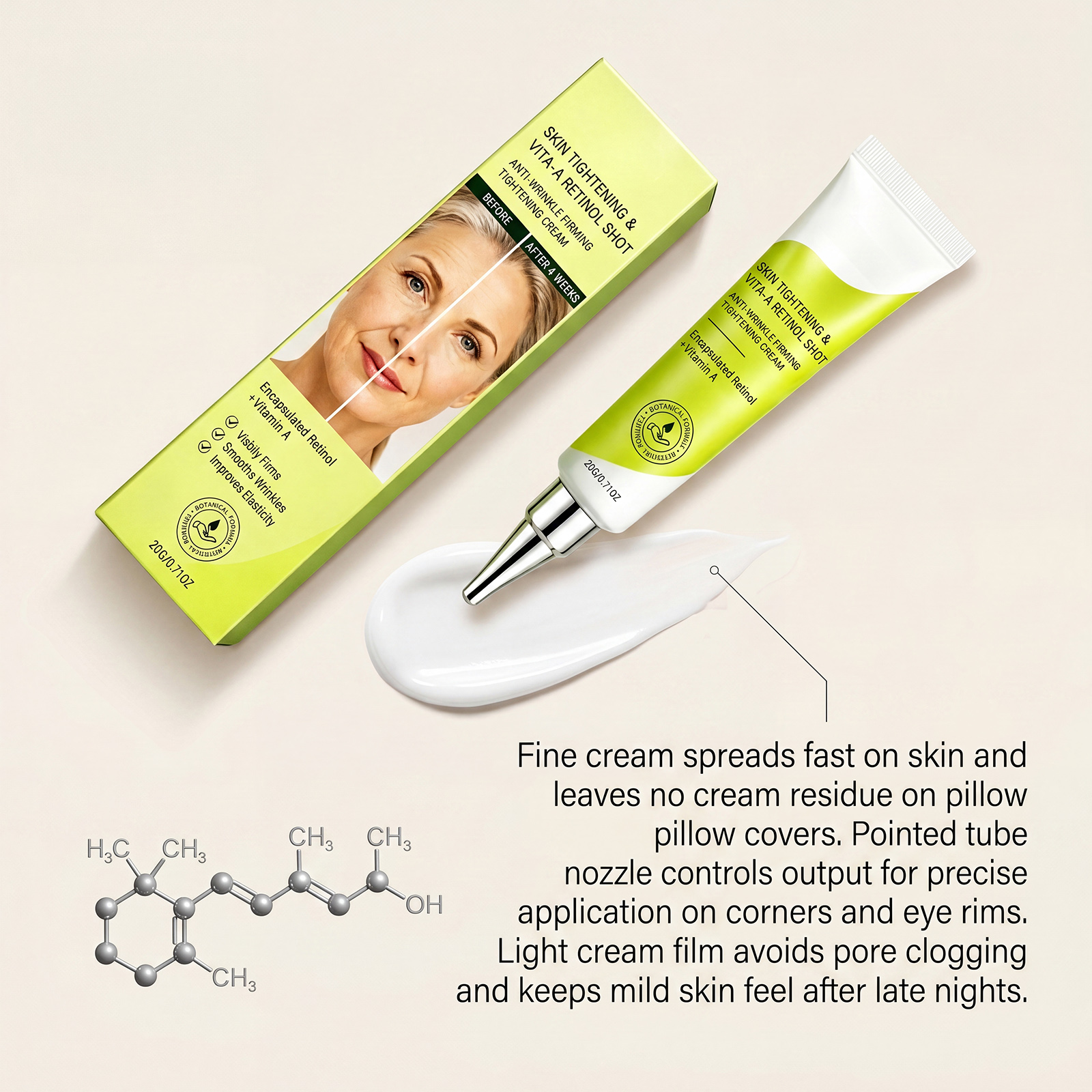 Retinol Firming Cream Facial Skin Anti Aging Moisturizing Repair Smoothing Fine Lines Dull Complexion
