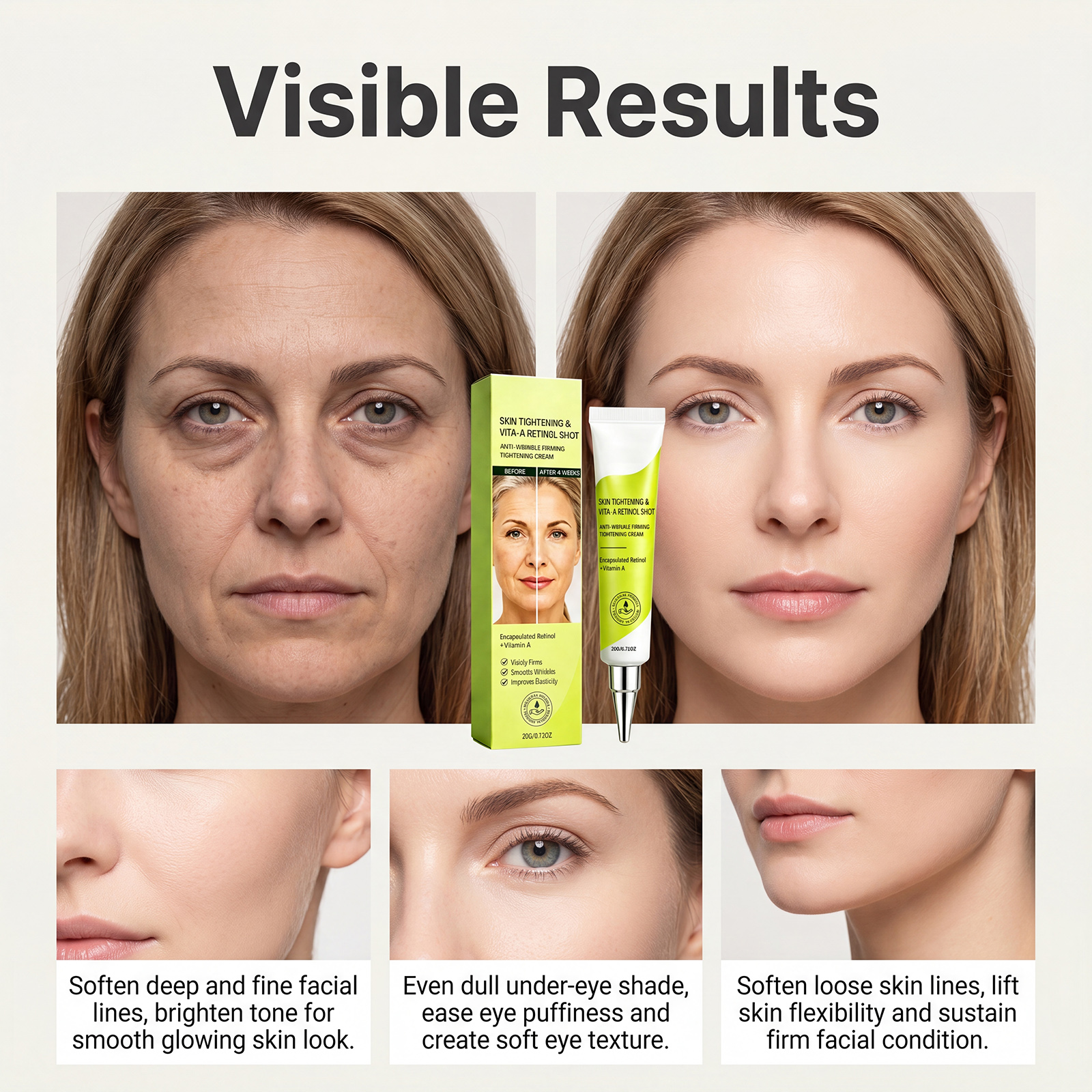 Retinol Firming Cream Facial Skin Anti Aging Moisturizing Repair Smoothing Fine Lines Dull Complexion