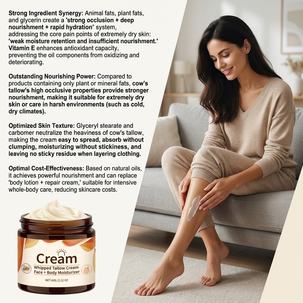 Body Care Cream Lightweight Nonsticky Moisturizes Dry Skin Softens Rough Keratin Full Body