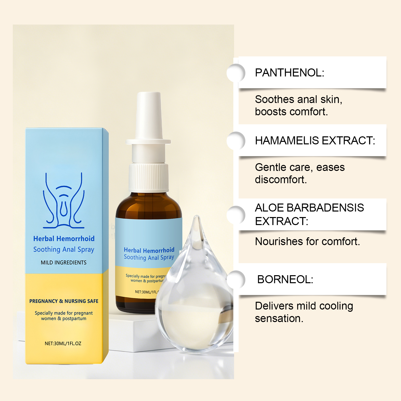 Female Perianal Care Spray Mild Daily Nurture Lady Body Fresh Comfort Light Portable Care Mist