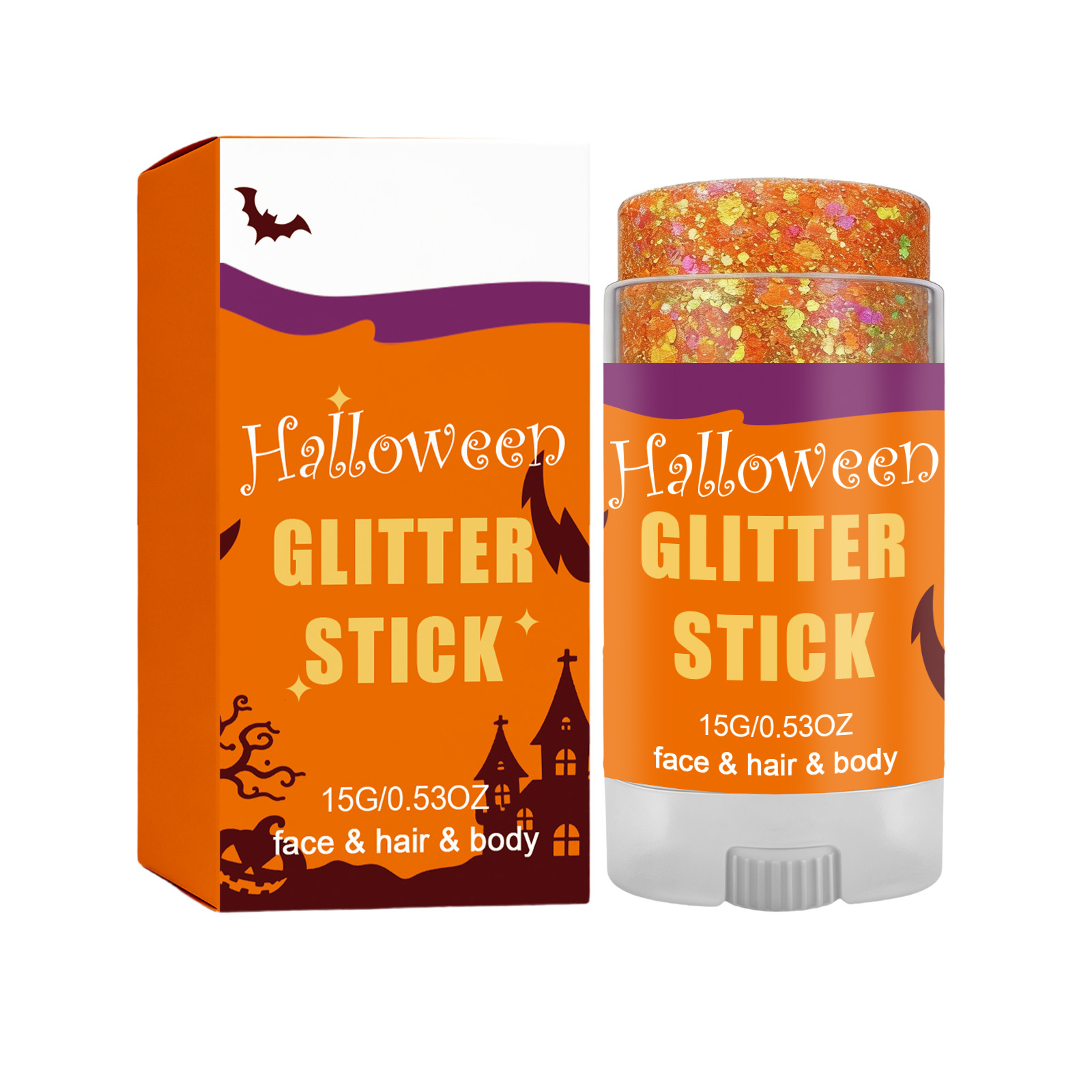 (Red) Halloween Glitter Stick Natural Color Rendering Silky Makeup Application Face Body Applicable Festival Party Look
