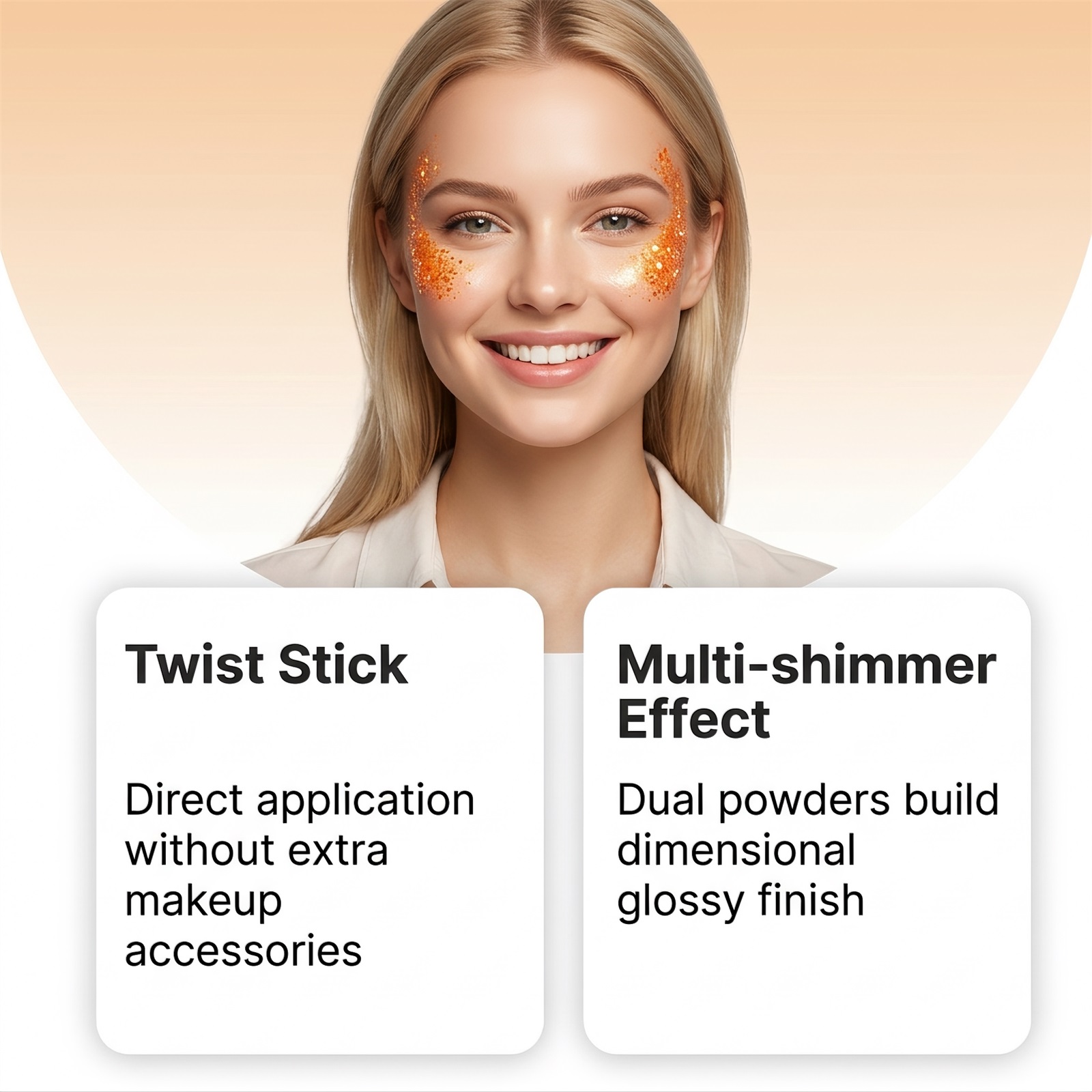 (Red) Halloween Glitter Stick Natural Color Rendering Silky Makeup Application Face Body Applicable Festival Party Look